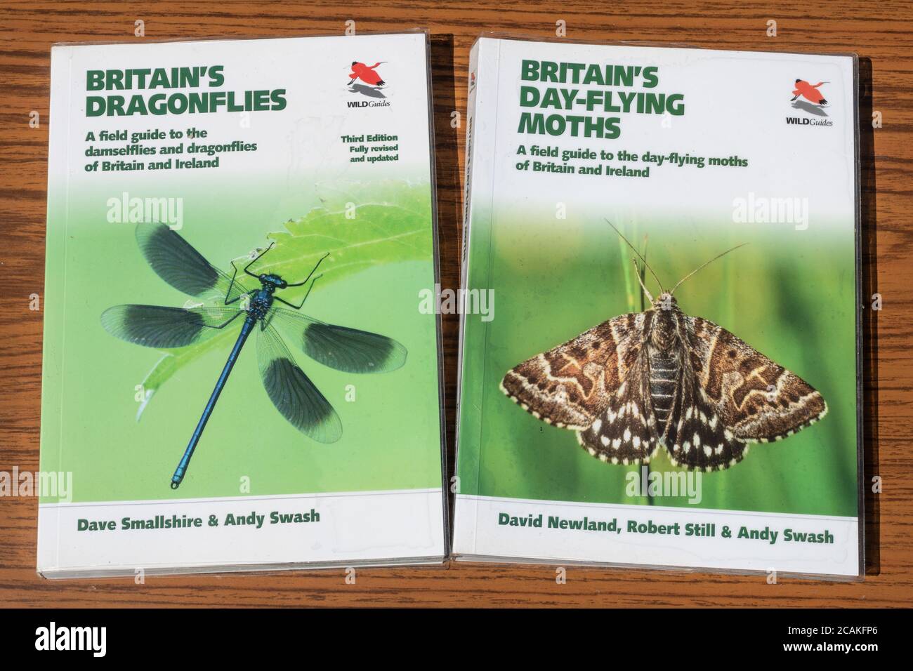 Wildlife books, field guides, identification of britain's dragonflies and day-flying moths by Wild Guides Stock Photo