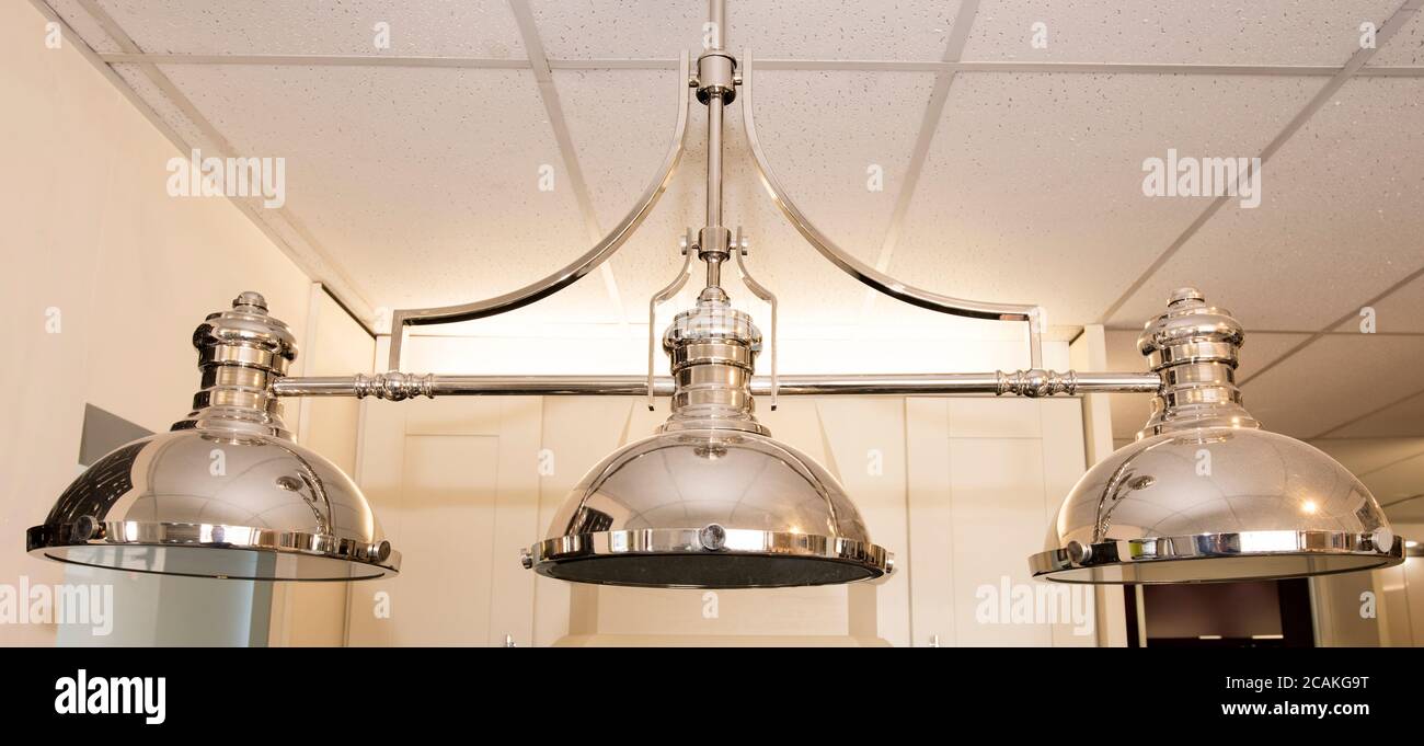 Three lamp shade light fitting Stock Photo Alamy