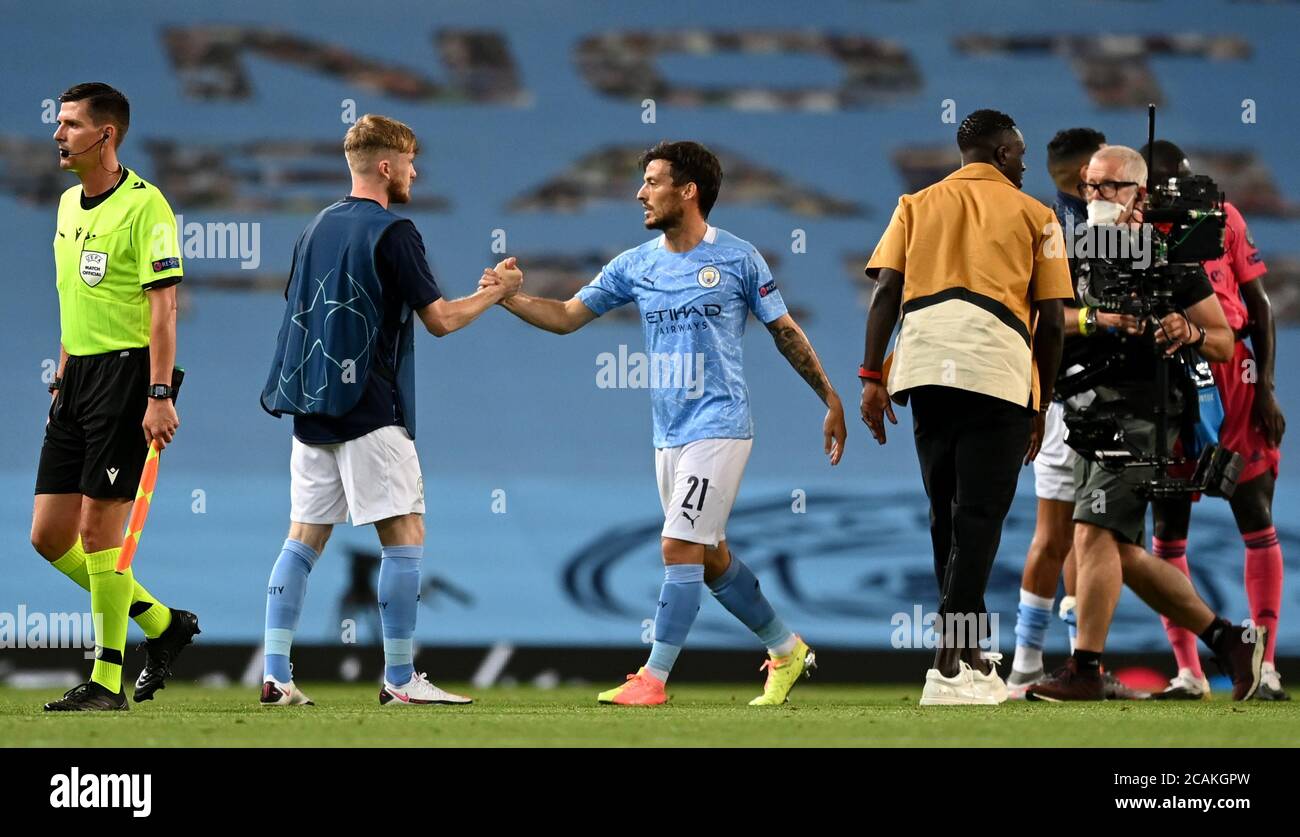 Manchester City's David Silva after the UEFA Champions League, round of 16, second leg match at the Etihad Stadium, Manchester. Friday August 7, 2020. See PA story SOCCER Man City. Photo credit should read: Shaun Botterill/NMC Pool/PA Wire. Stock Photo