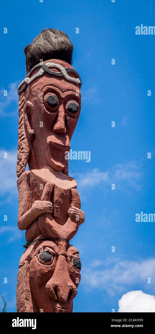 A Bataknese Style Totem Pole, Samosir Island, Lake Toba, Indonesia Stock Photo