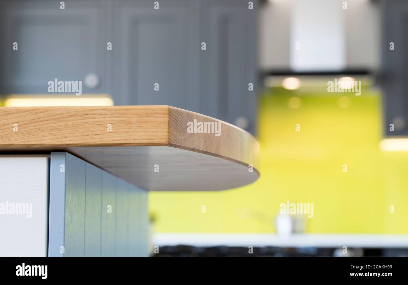 Wooden kitchen worktop edge Stock Photo Alamy