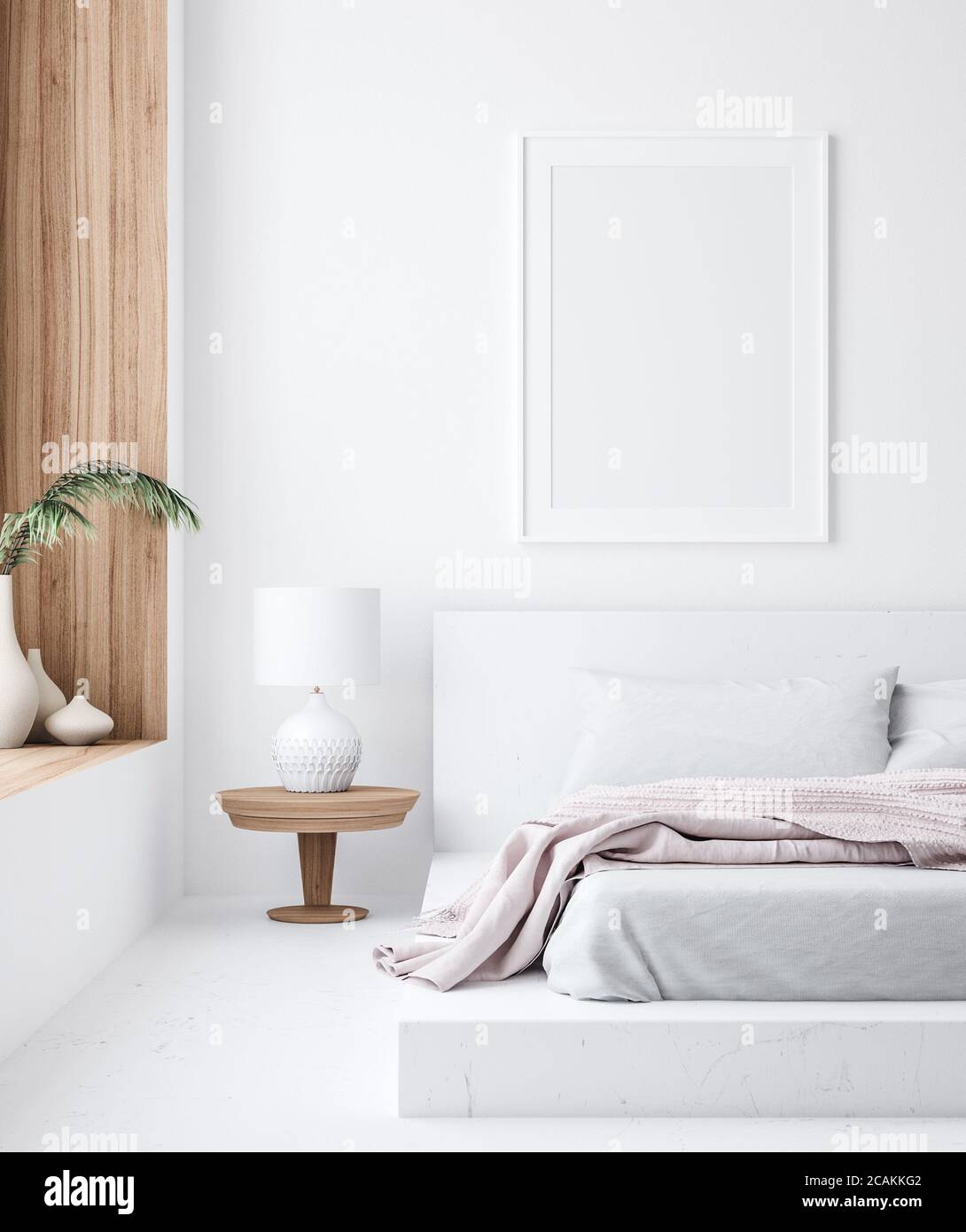 Download Bedroom Interior With Poster Mockup Scandinavian Bohemian Style 3d Render Stock Photo Alamy