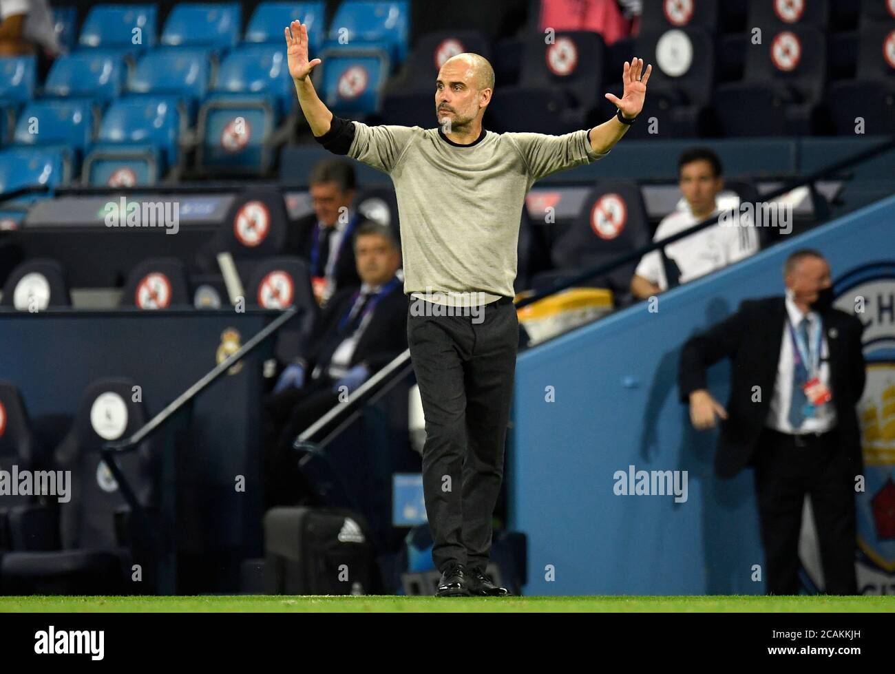 Manchester City Manager Pep Guardiola Instructs His Players During The ...