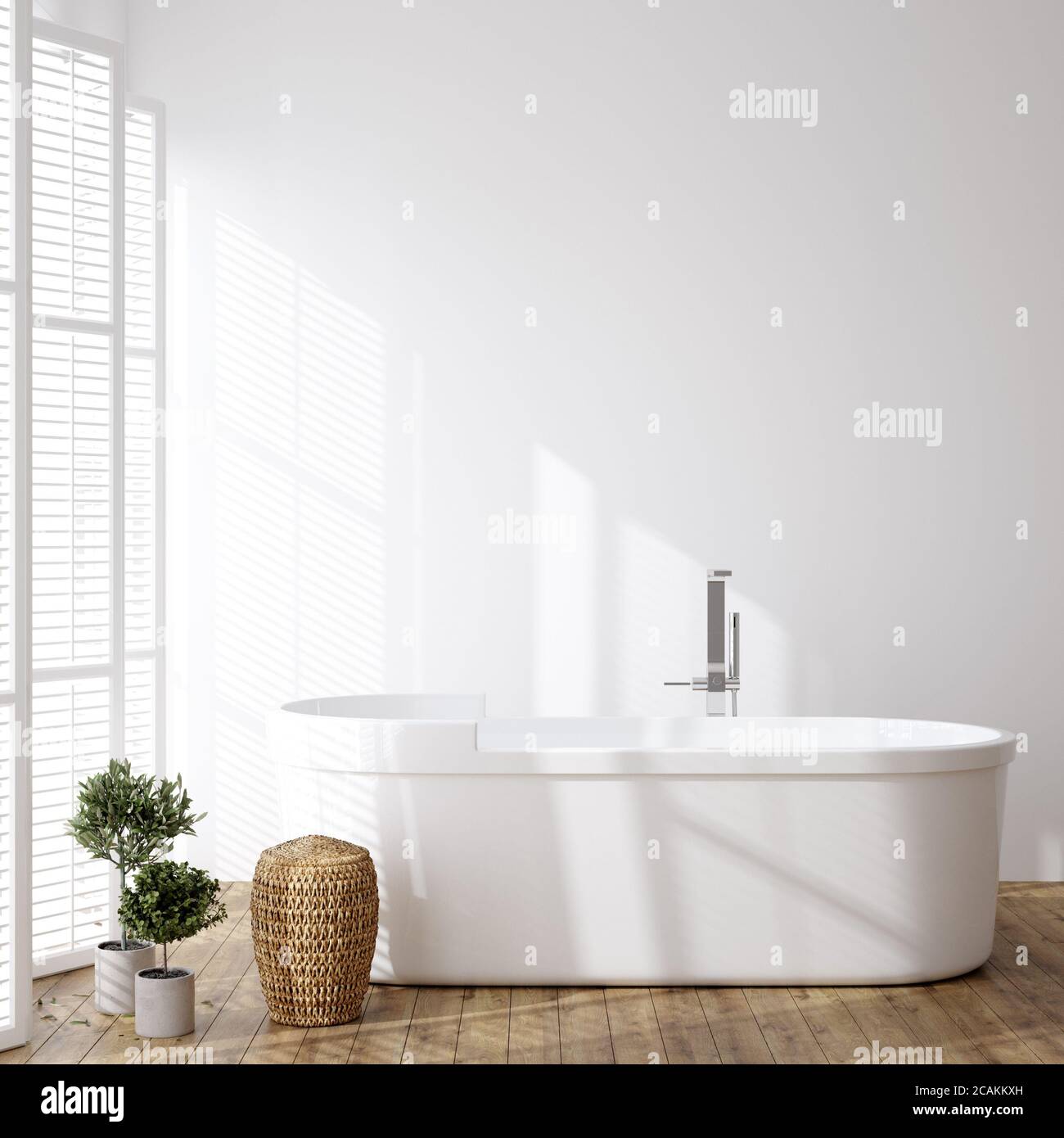 Download Simple Cozy Bathroom Interior Background Wall Mockup 3d Render Stock Photo Alamy