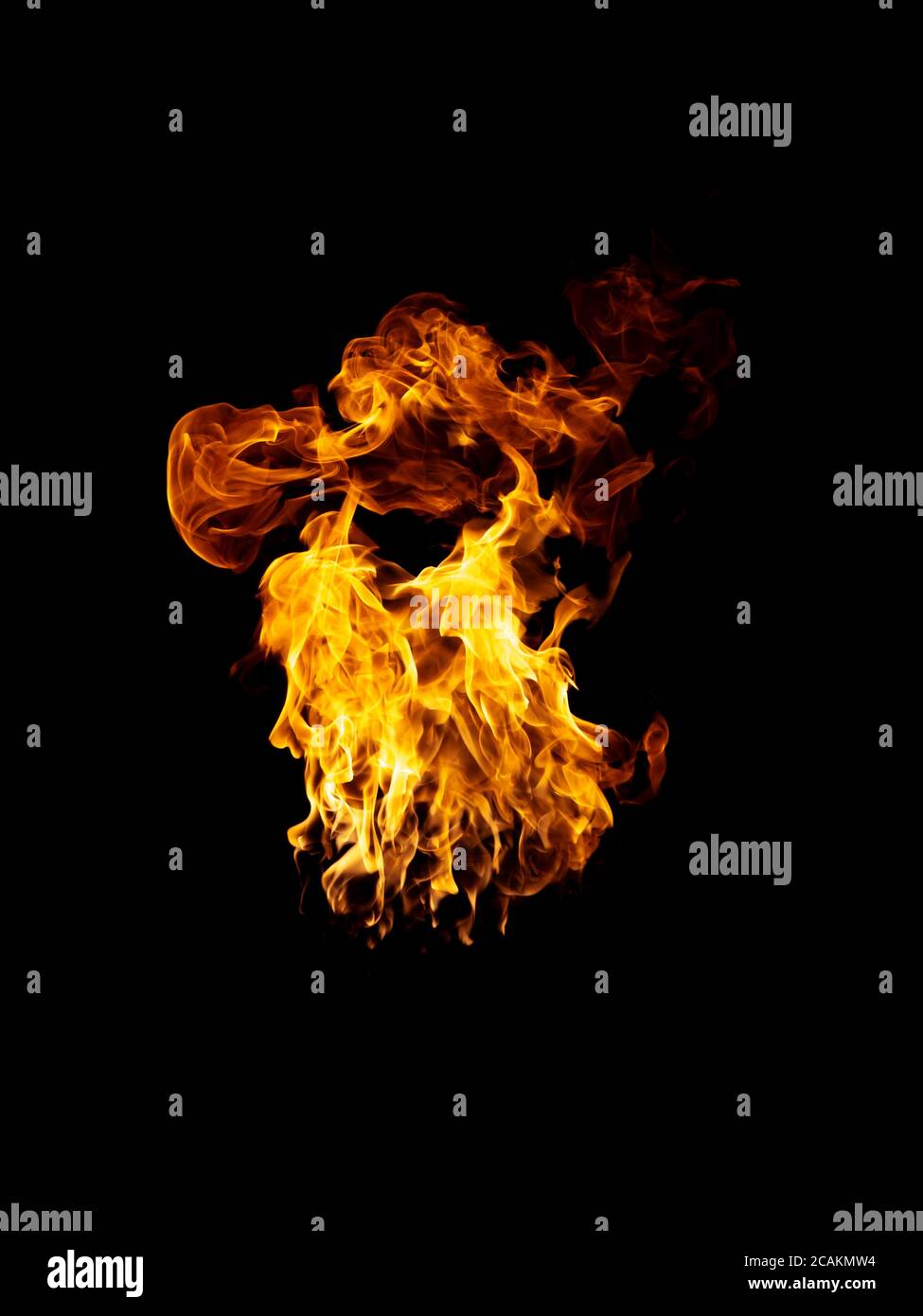 real and hot flames are burning on a black background Stock Photo - Alamy