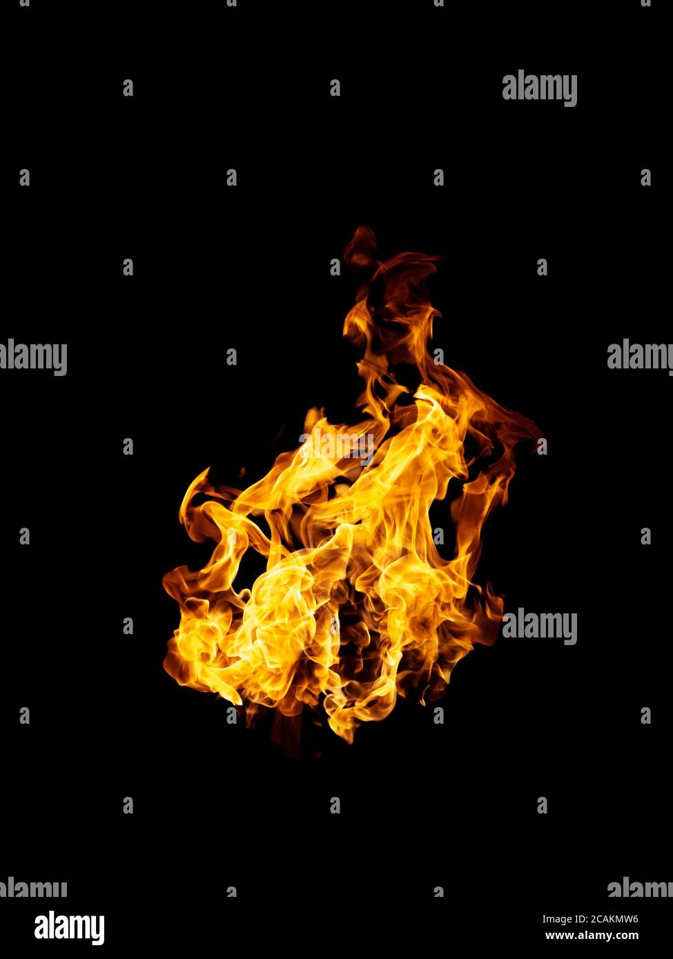 real and hot flames are burning on a black background Stock Photo - Alamy