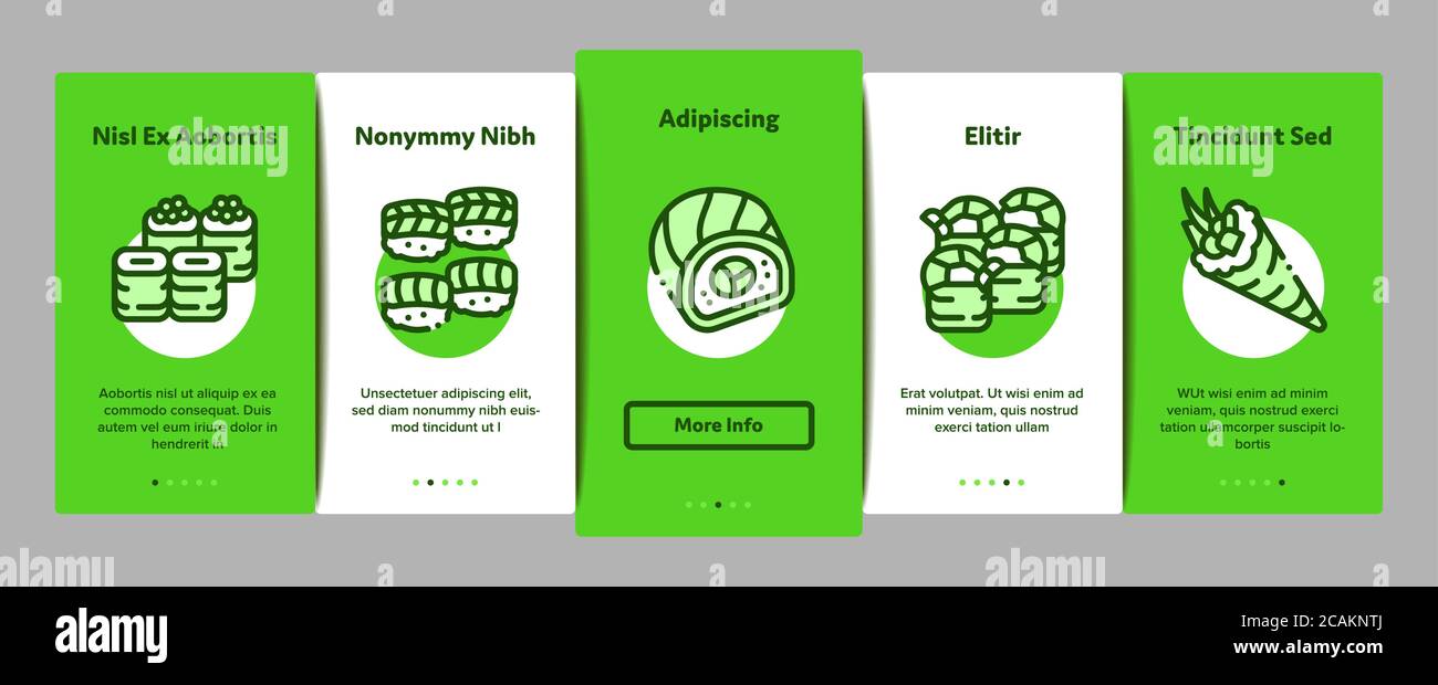 Sushi Roll Asian Dish Onboarding Elements Icons Set Vector Stock Vector ...