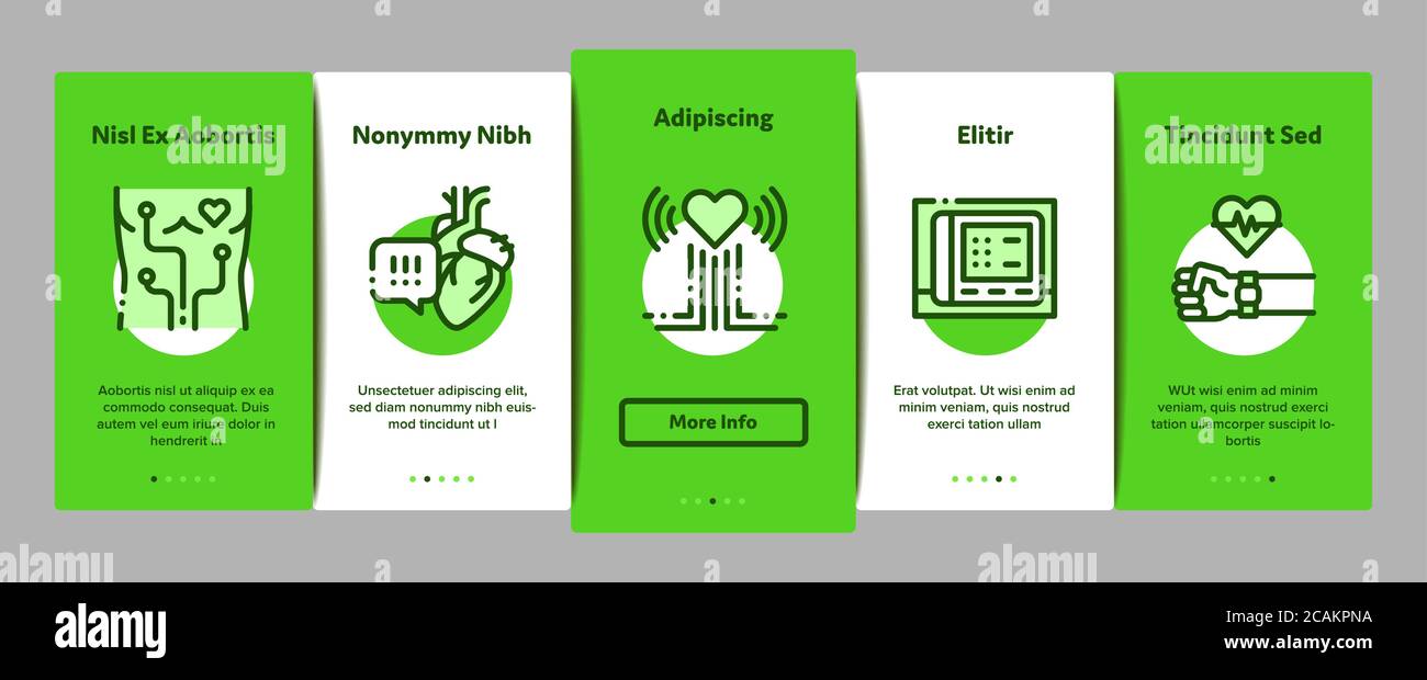Hypertension Disease Onboarding Elements Icons Set Vector Stock Vector