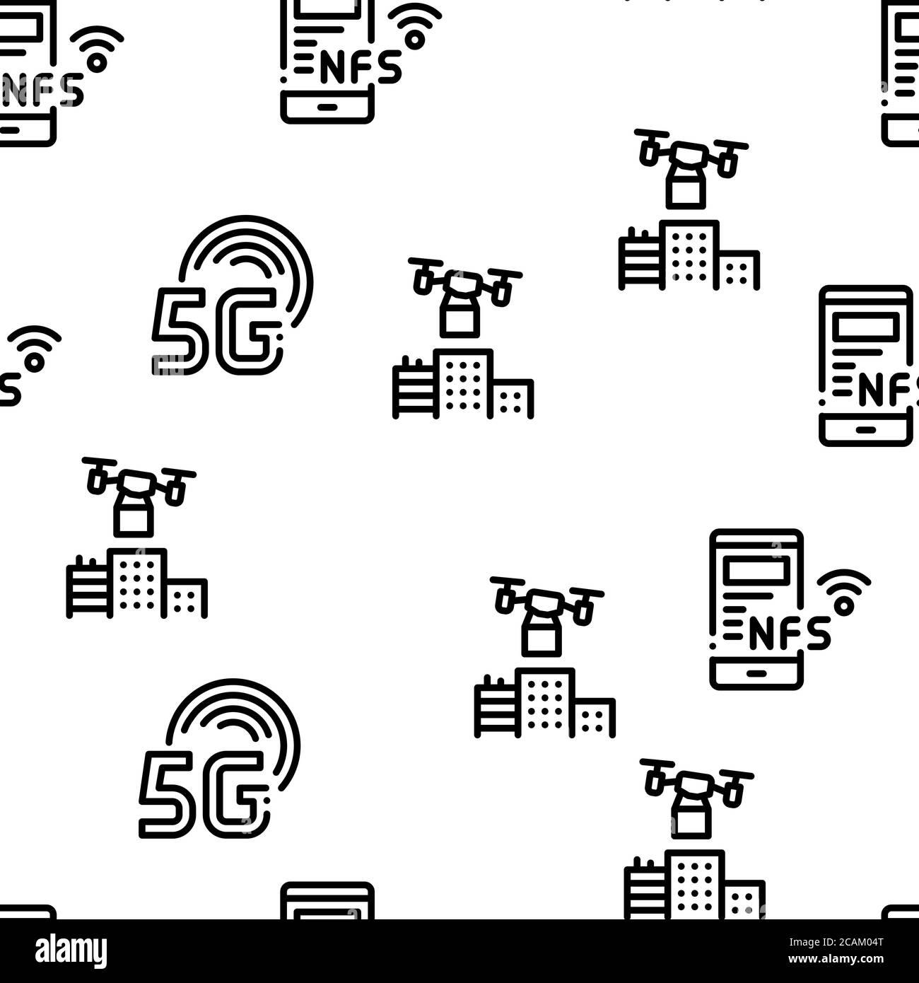 Smart City Technology Seamless Pattern Vector Stock Vector