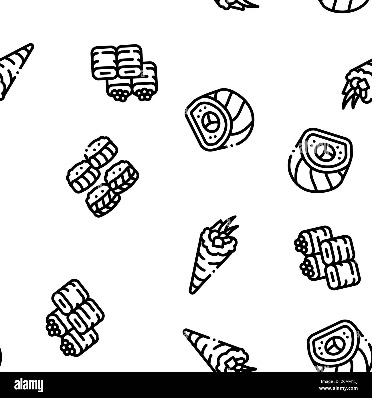 Sushi Roll Asian Dish Seamless Pattern Vector Stock Vector Image & Art ...