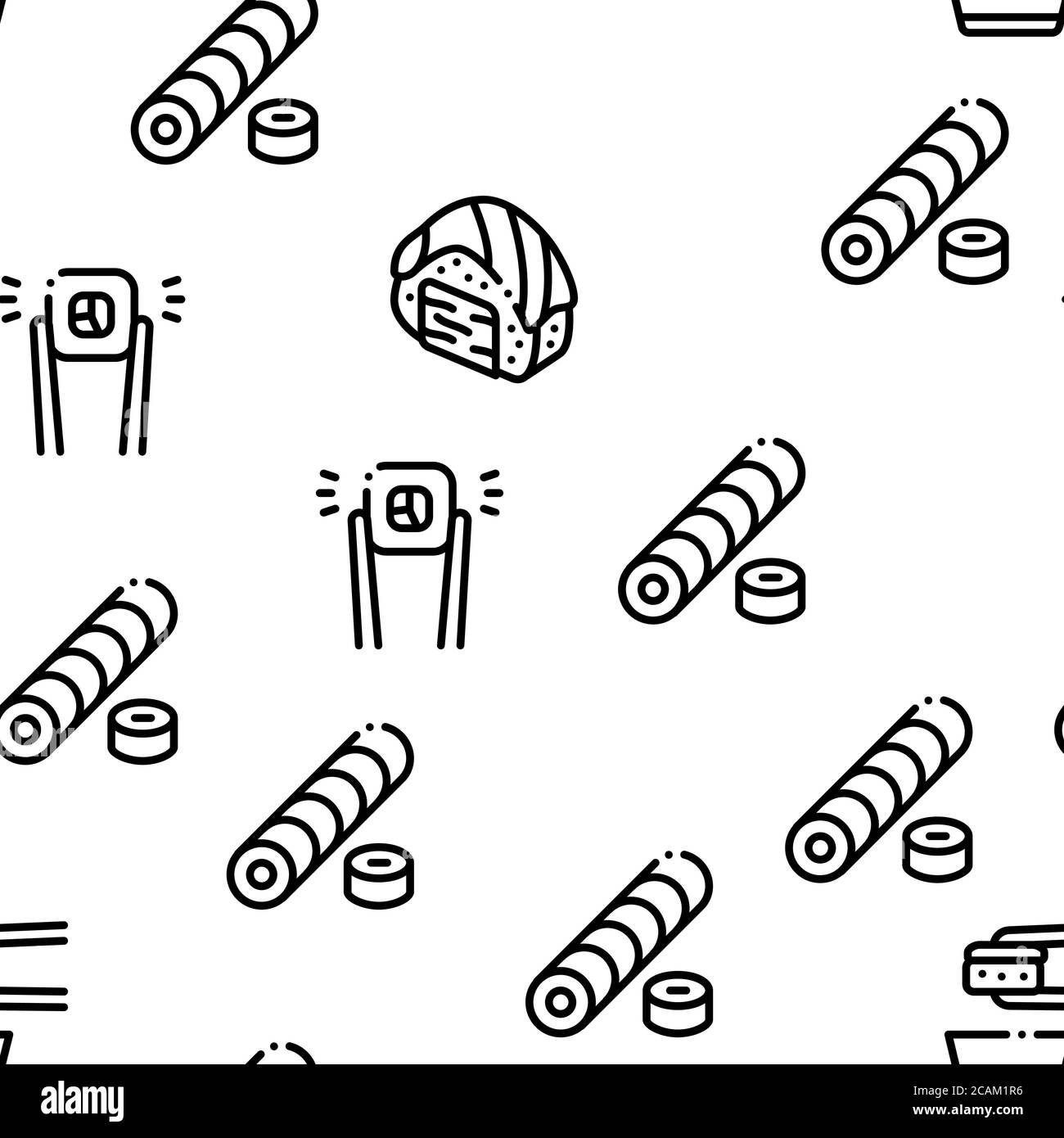Sushi Roll Asian Dish Seamless Pattern Vector Stock Vector Image & Art ...