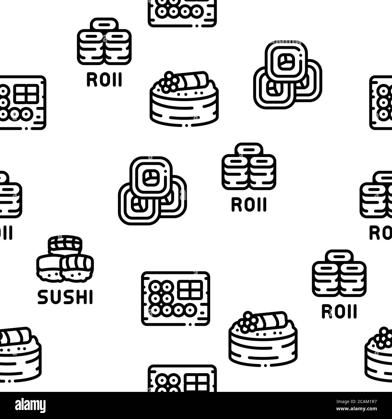 Sushi Roll Asian Dish Seamless Pattern Vector Stock Vector Image & Art ...