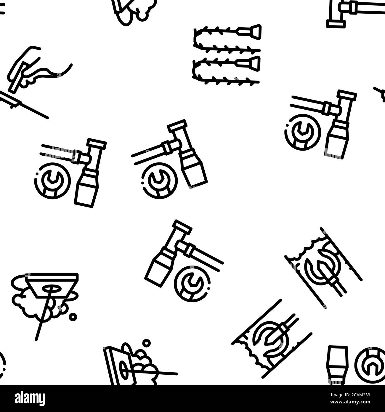 Drain Cleaning Service Seamless Pattern Vector Stock Vector