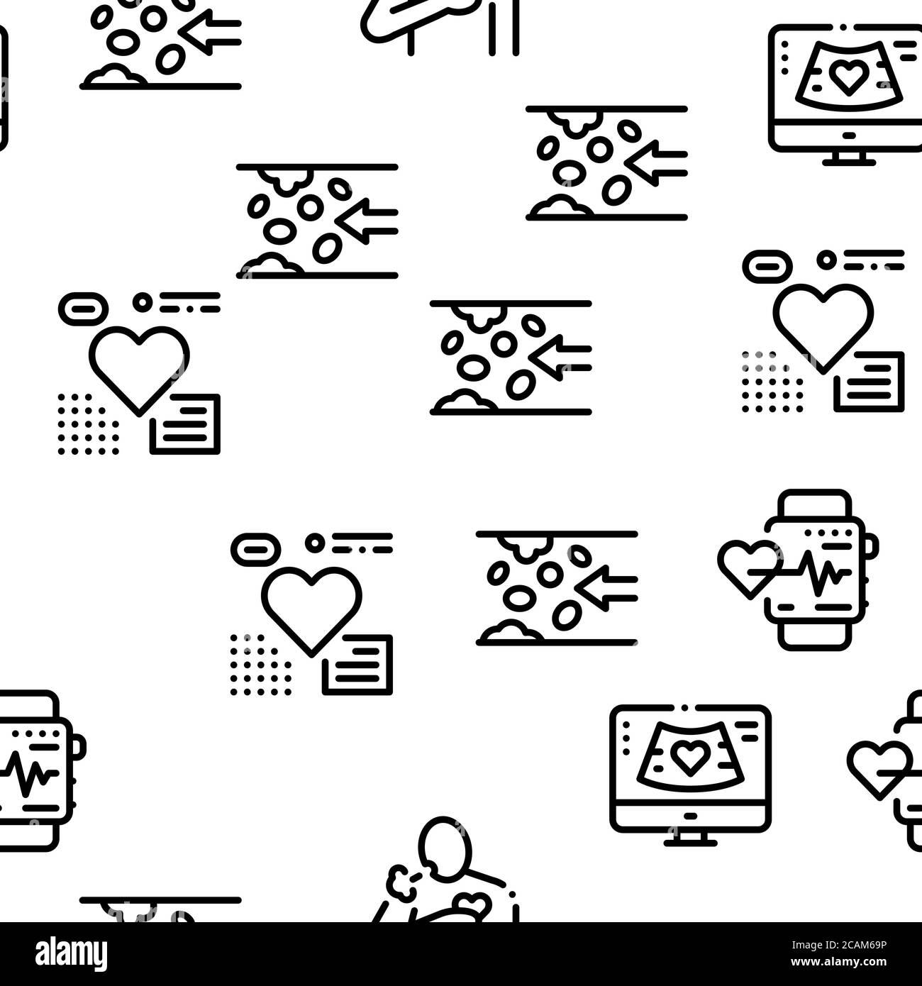 Hypertension Disease Seamless Pattern Vector Stock Vector