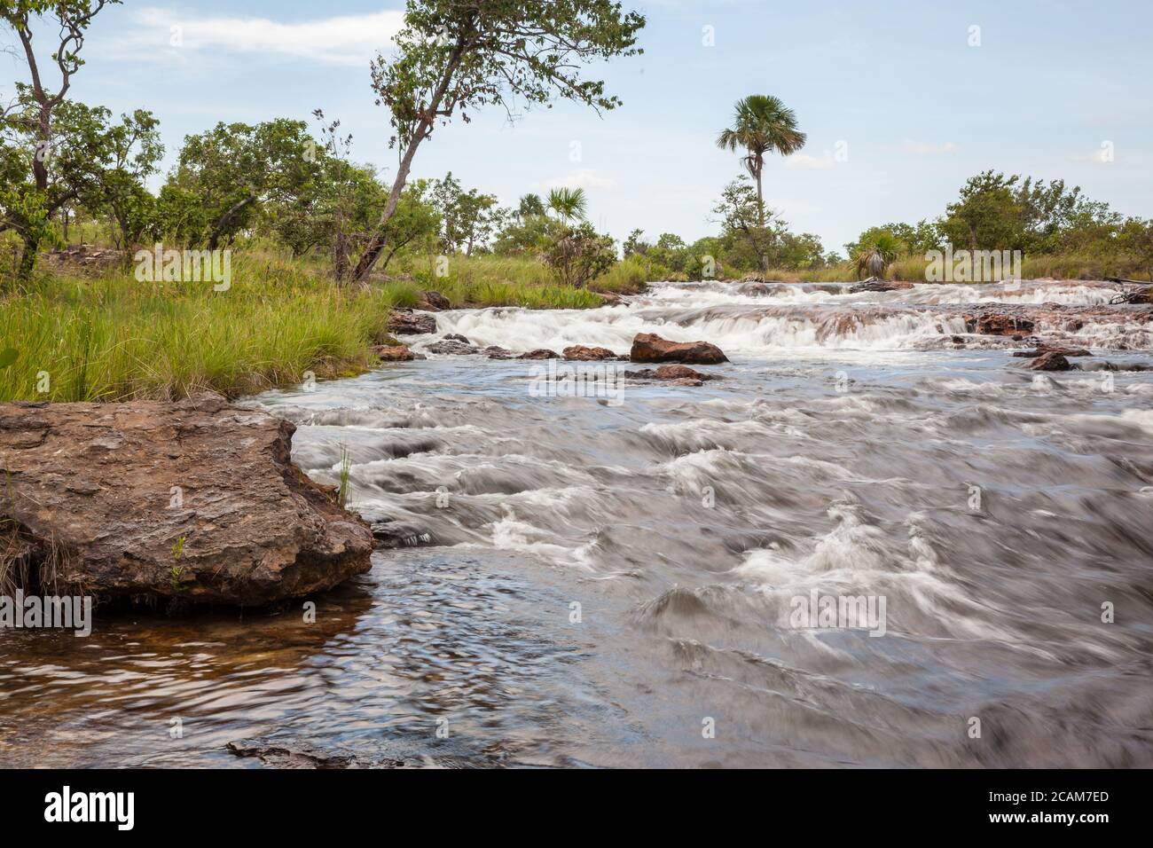 Rapids above Prata Waterfall - Jalapao, Tocantins, Brazil Stock Photo