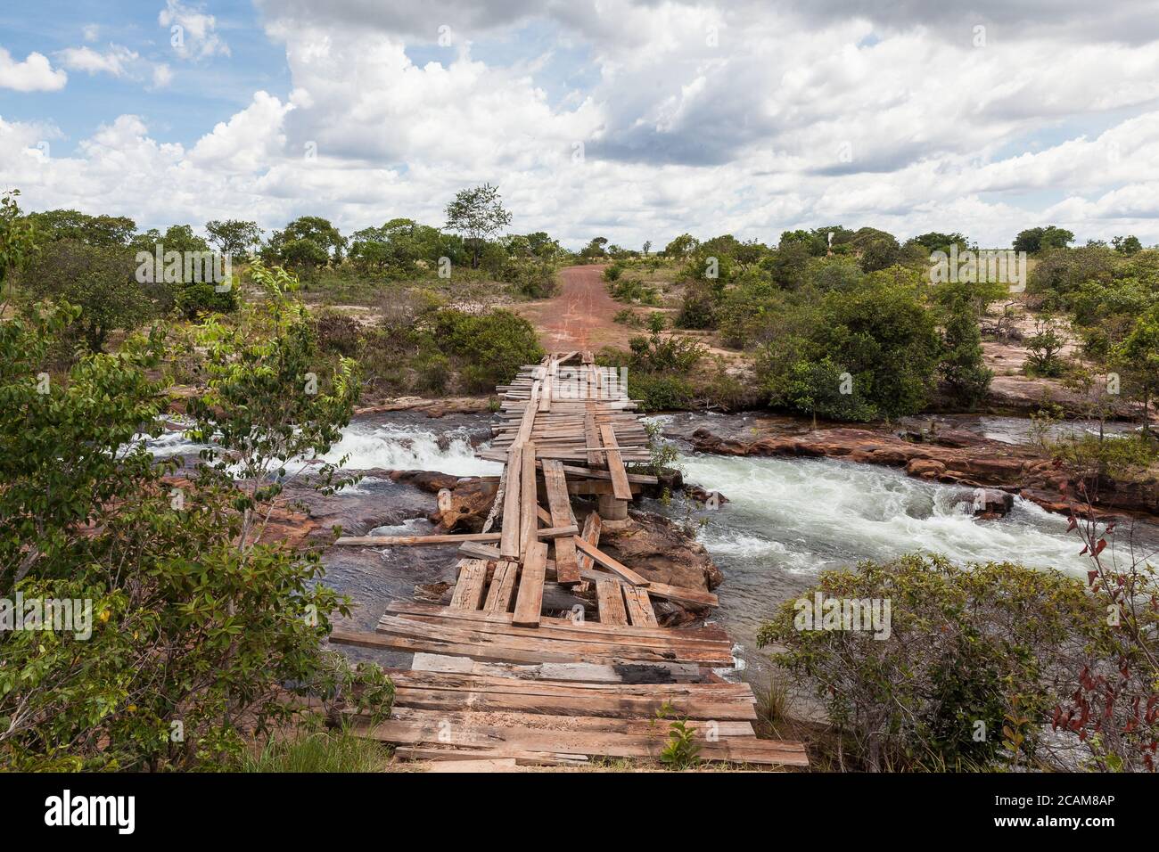 Broken Bridge over Balsas River - Fumaca's Waterfall - Jalapao - Brazil Stock Photo