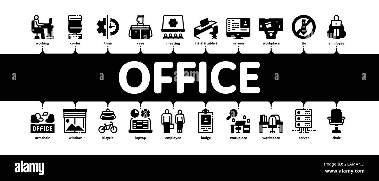 Office And Workplace Minimal Infographic Banner Vector Stock Vector ...