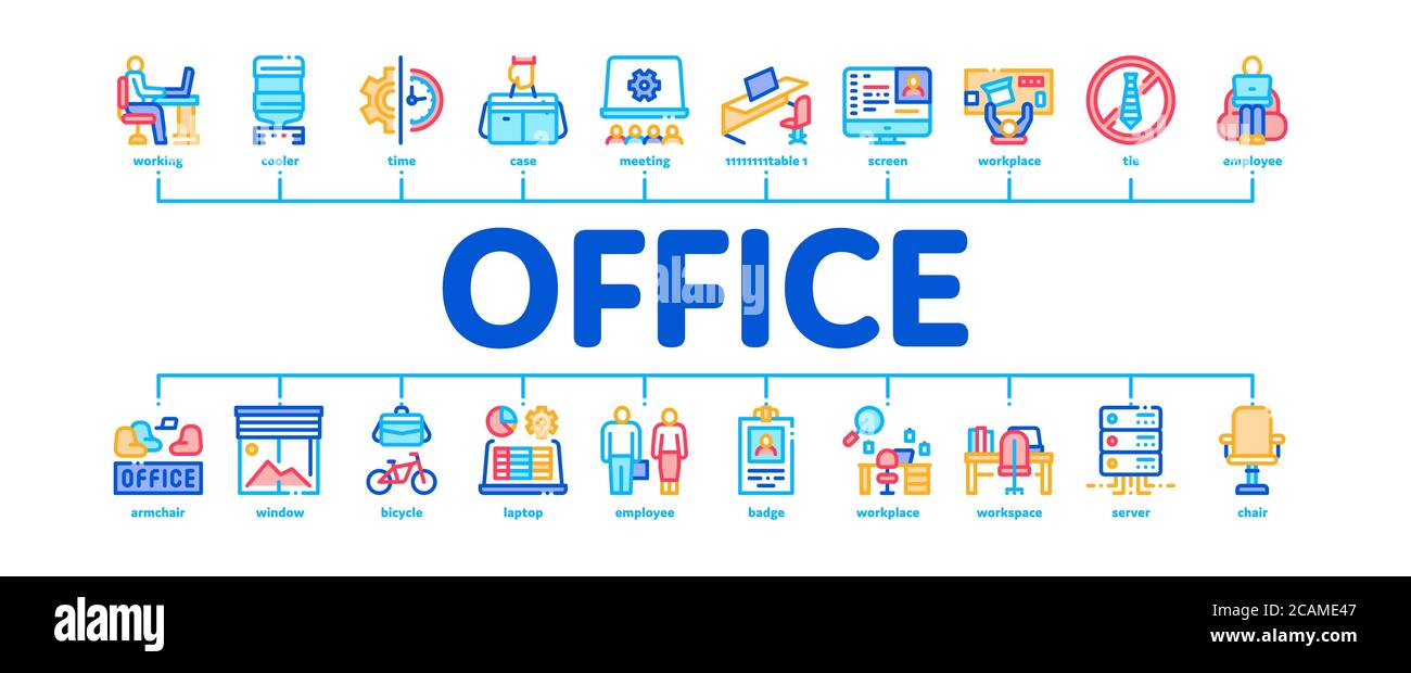 Office And Workplace Minimal Infographic Banner Vector Stock Vector ...