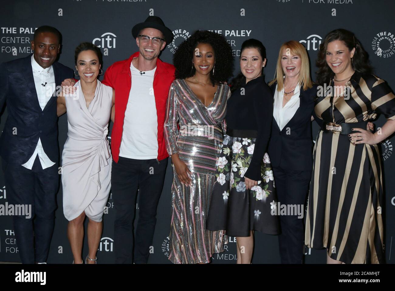 LOS ANGELES - SEP 12:  All Rise Cast, J. Alex Brinson, Jessica Camacho, Wilson Bethel, Simone Missick, Ruthie Ann Miles, Marg Helgenberger, Lindsay Mendez at the 2019 PaleyFest Fall TV Previews - CBS at the Paley Center for Media on September 12, 2019 in Beverly Hills, CA Stock Photo