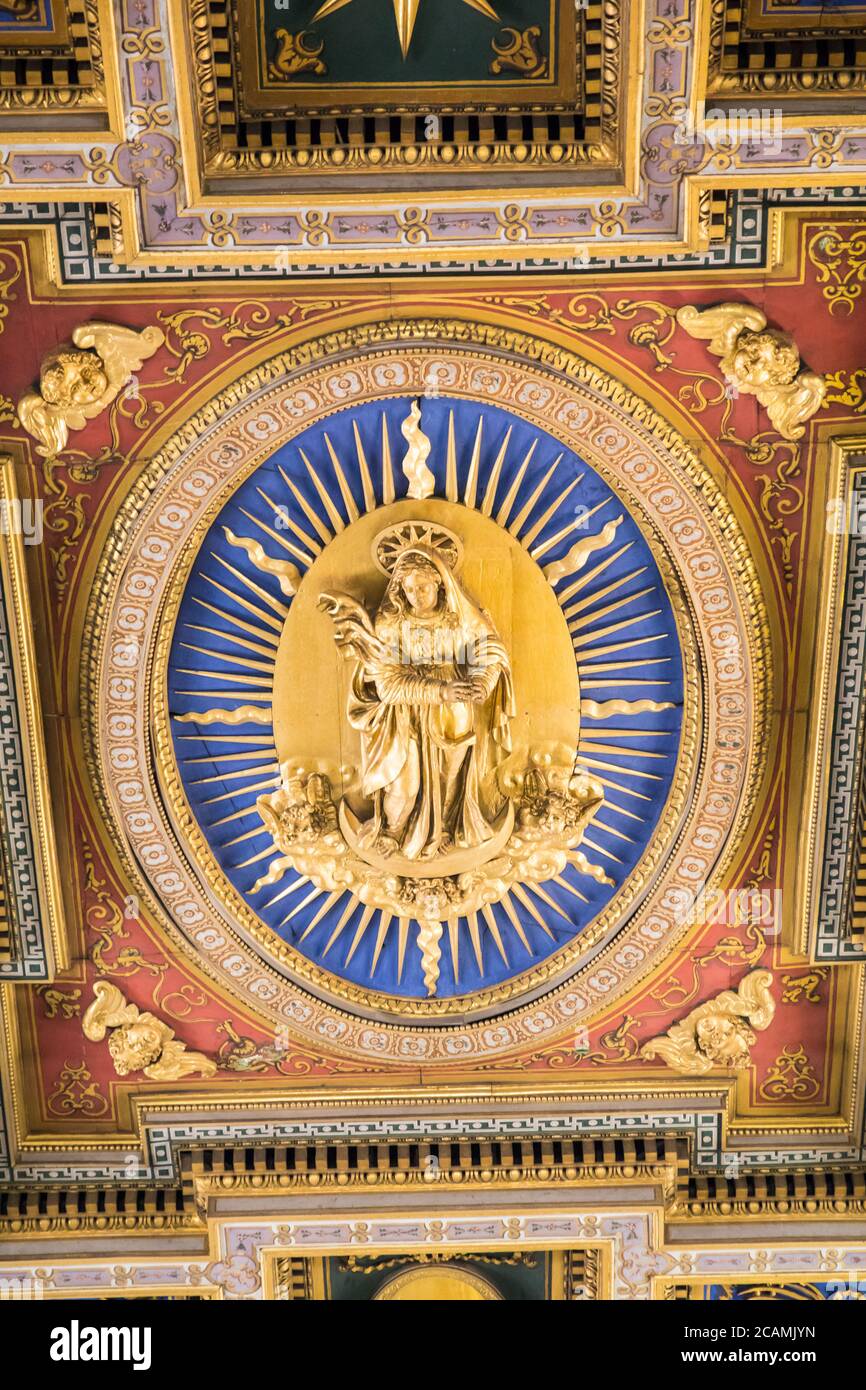 Ceiling of Church of St Marcellus in Rome Italy Stock Photo