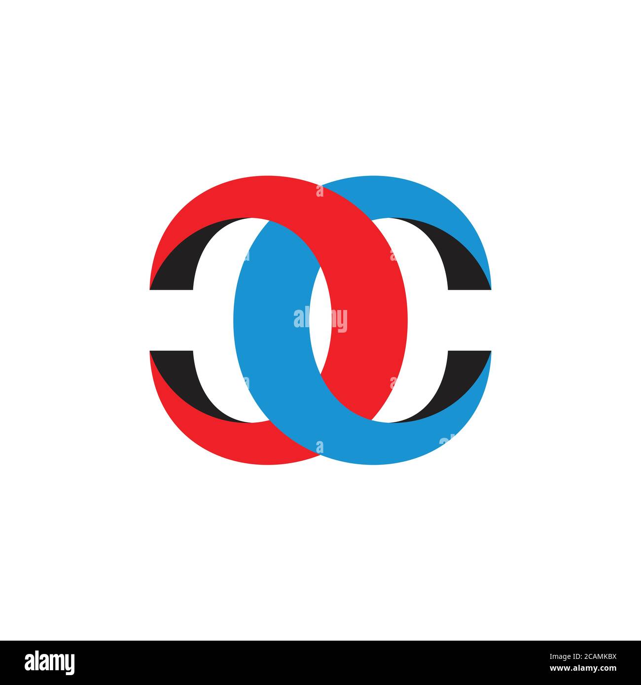letter cc simple 3d curves logo vector Stock Vector