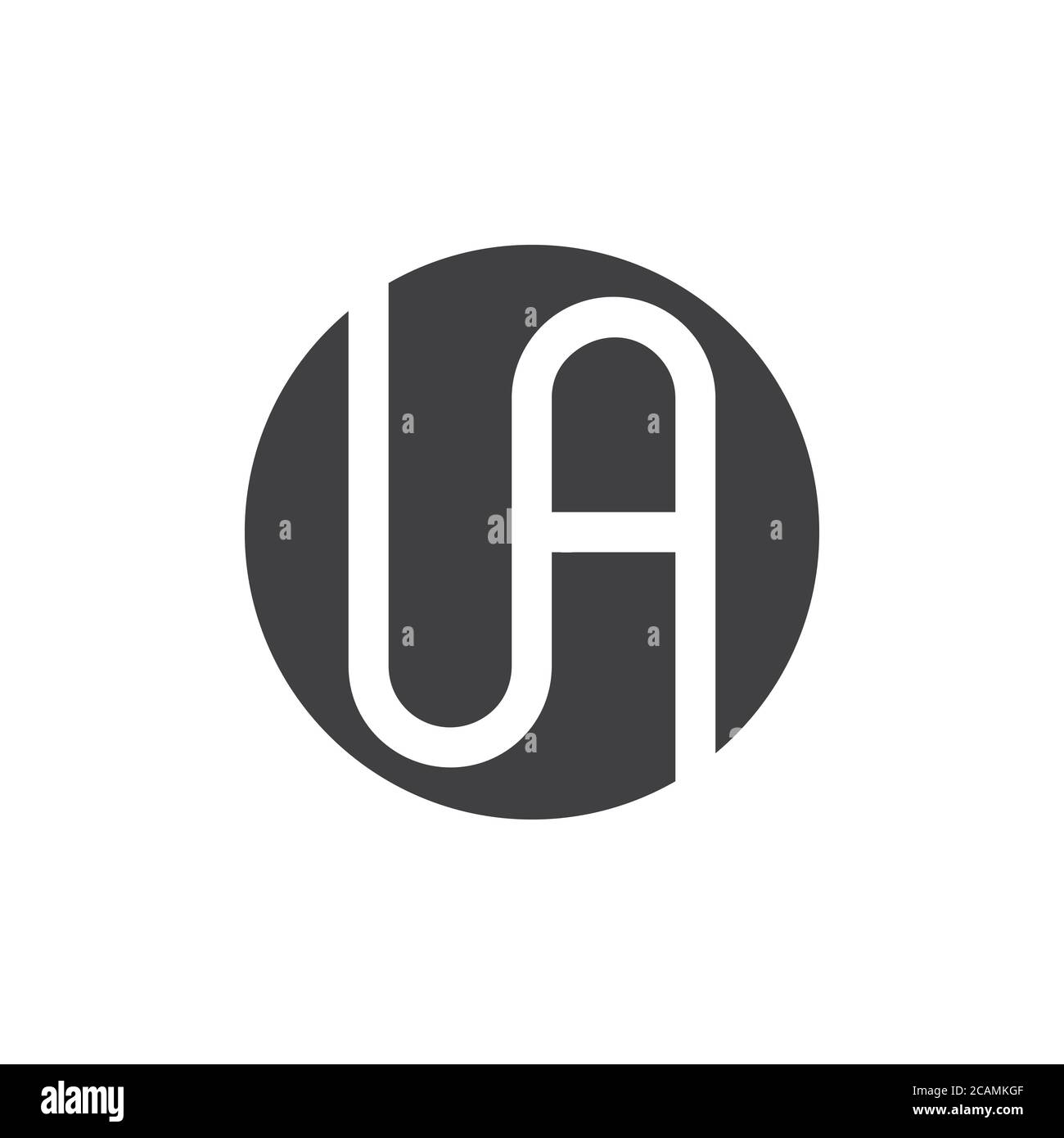 letter ua negative space circle geometric logo vector Stock Vector