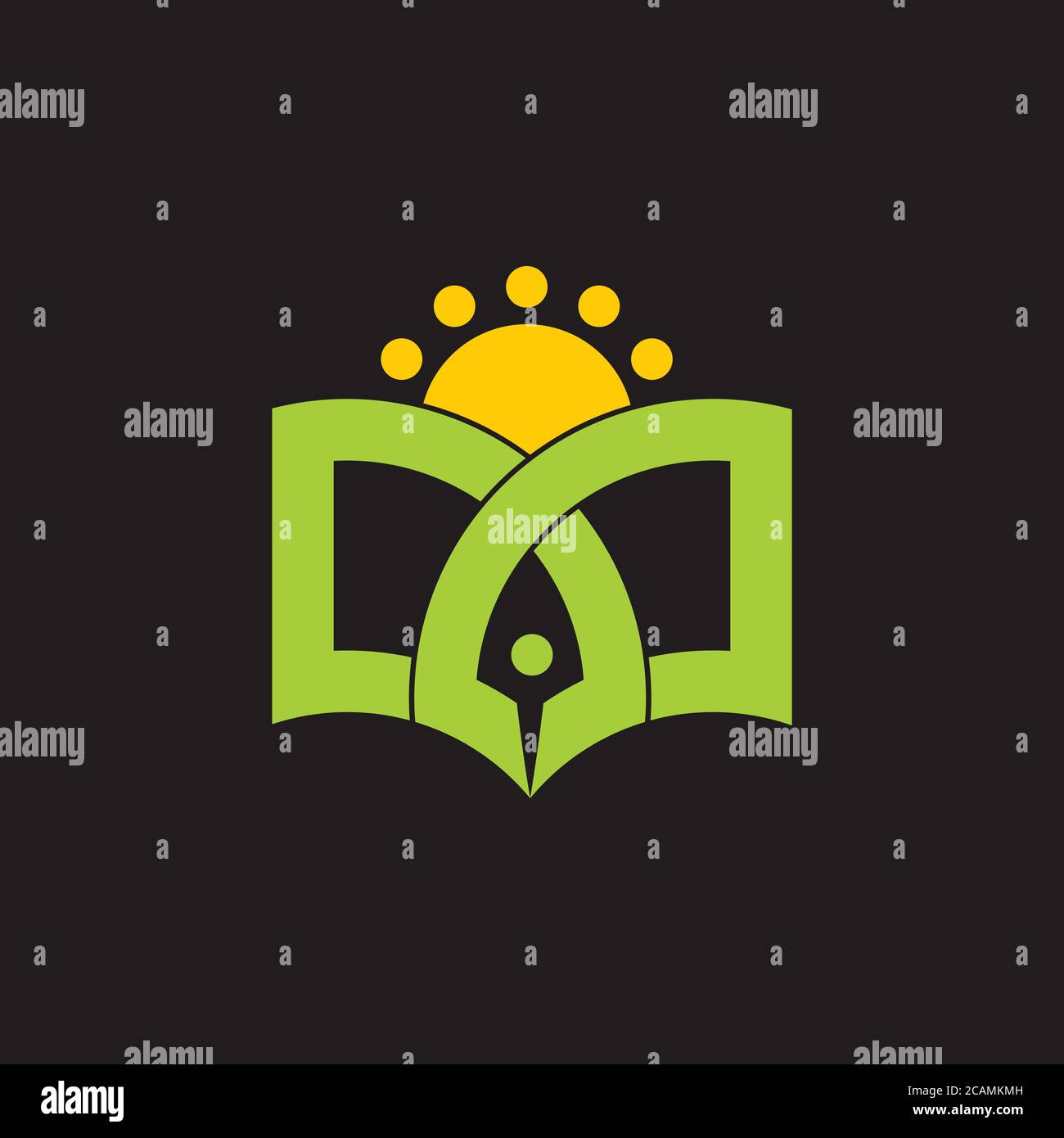 book pen sun education geometric logo vector Stock Vector