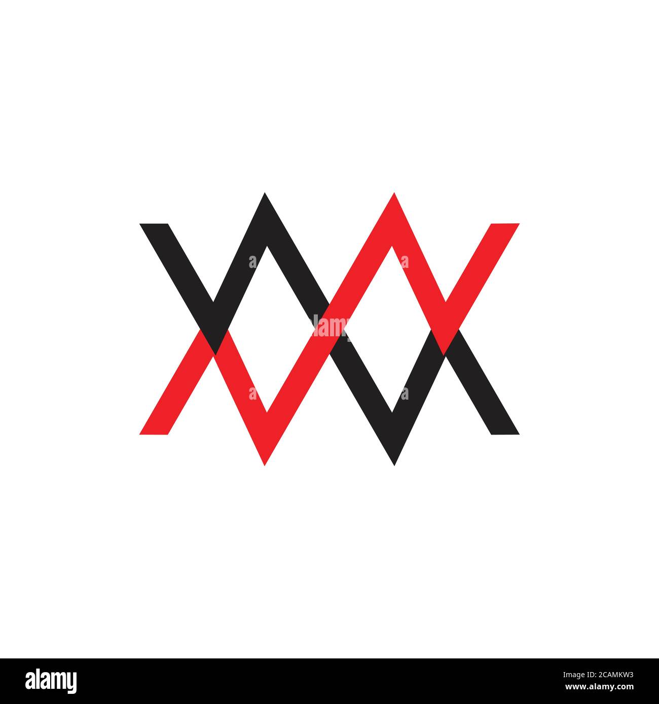 abstract letter mw simple linked line color logo vector Stock Vector
