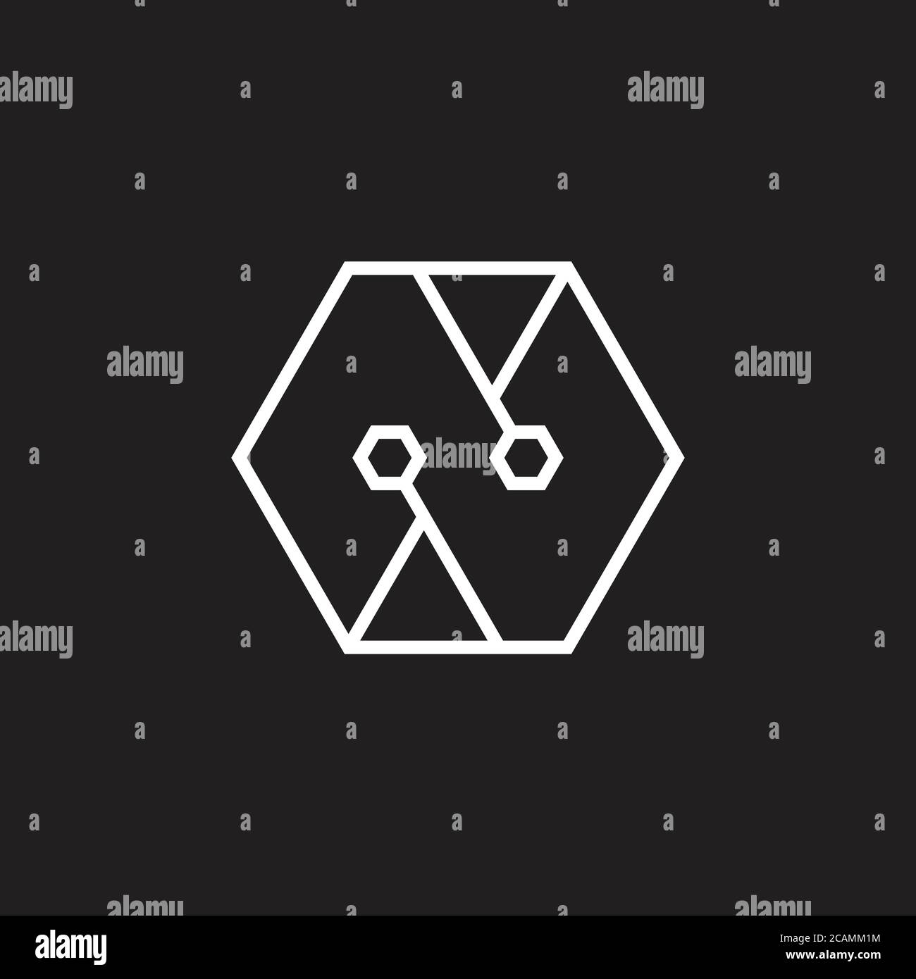 letter n clear geometric hexagonal line logo vector Stock Vector