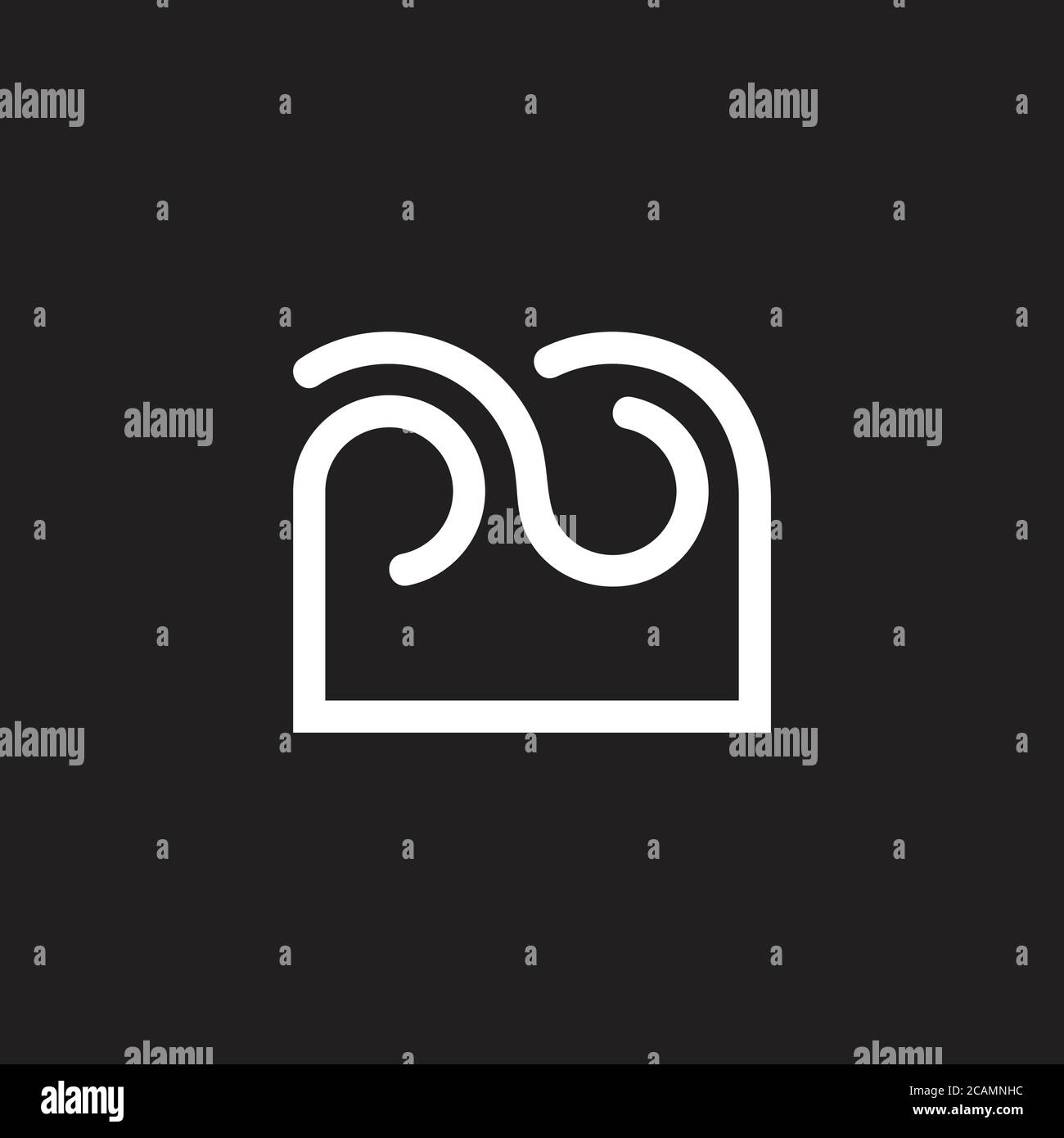 abstract letter pb curves geometric line wavy logo vector Stock Vector