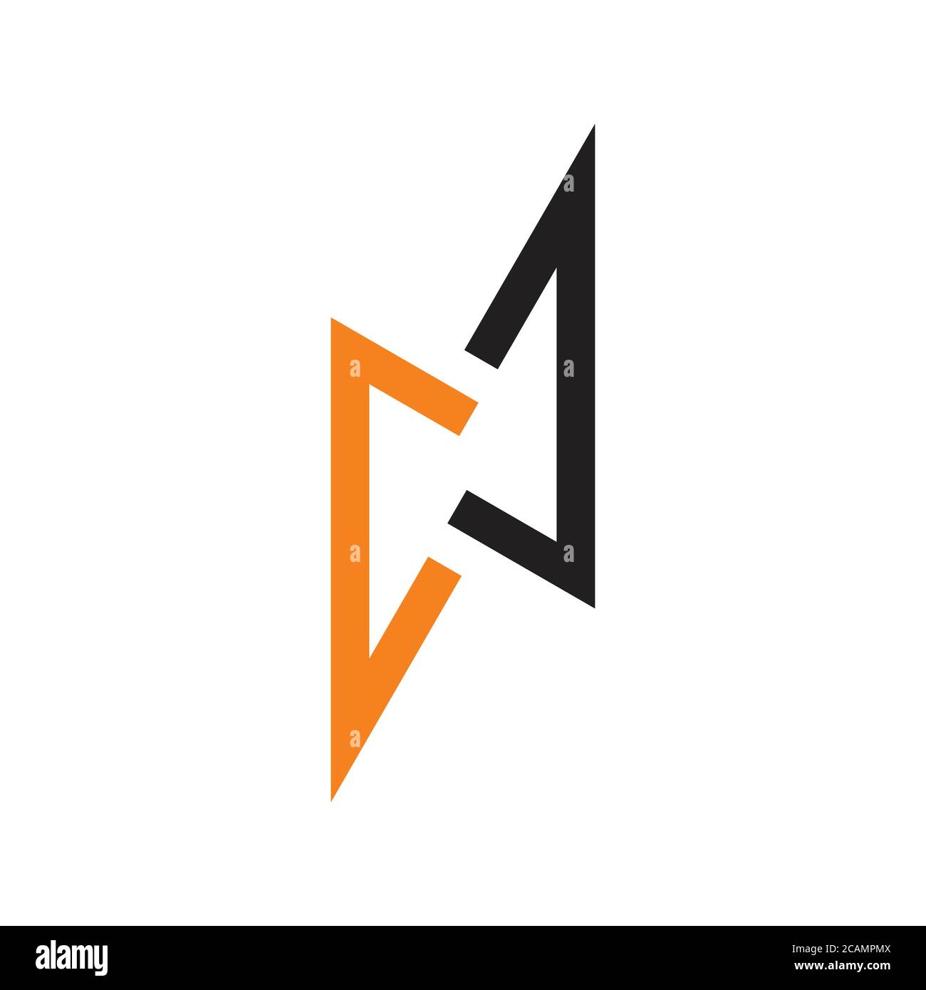 letter cj simple geometric thunder line logo vector Stock Vector