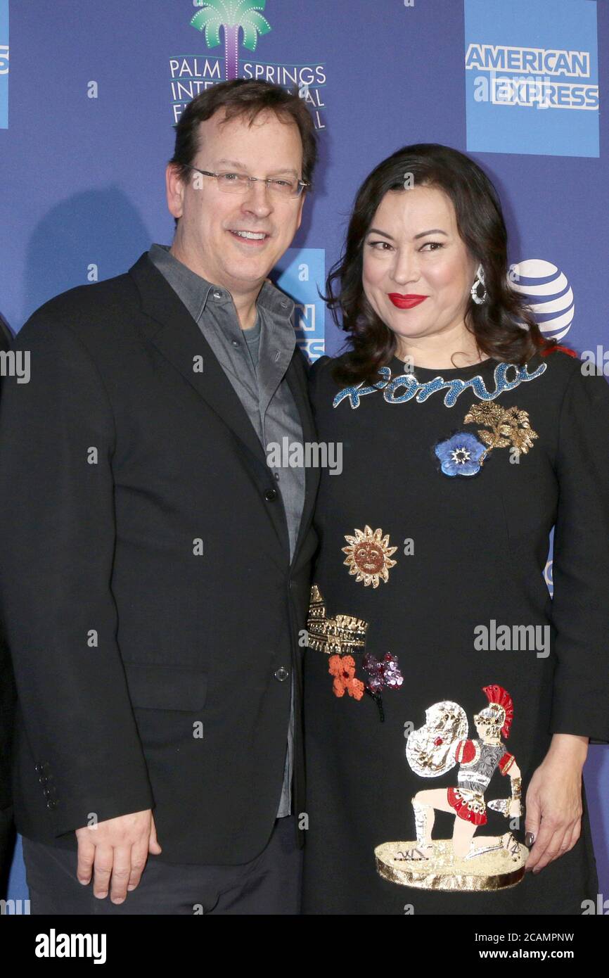 PALM SPRINGS - JAN 17:  Phil Laak, Jennifer Tilly at the 30th Palm Springs International Film Festival Awards Gala at the Palm Springs Convention Center on January 17, 2019 in Palm Springs, CA Stock Photo