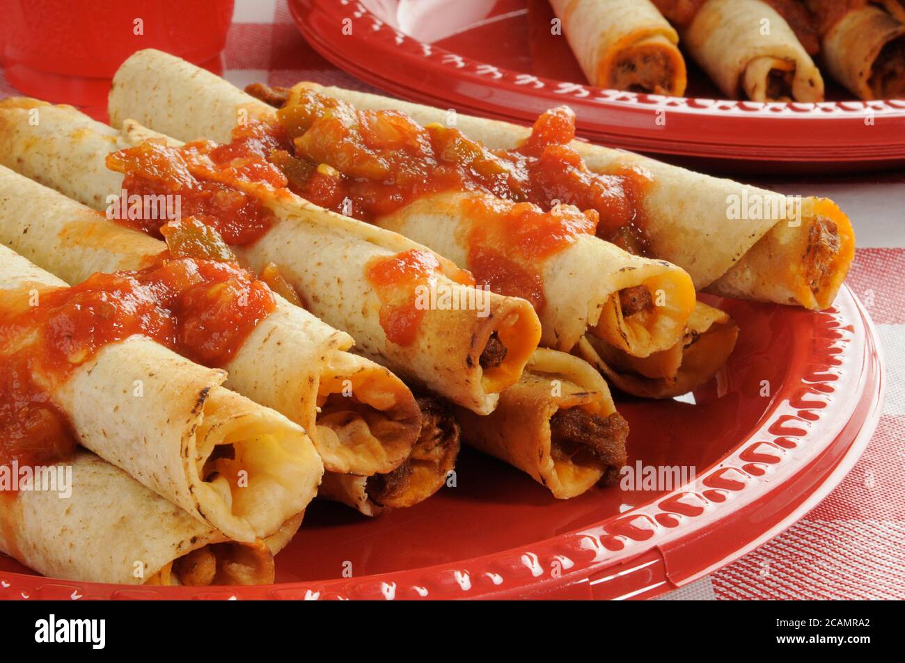 beef and cheese taquitos or rolled up tacos Stock Photo Alamy