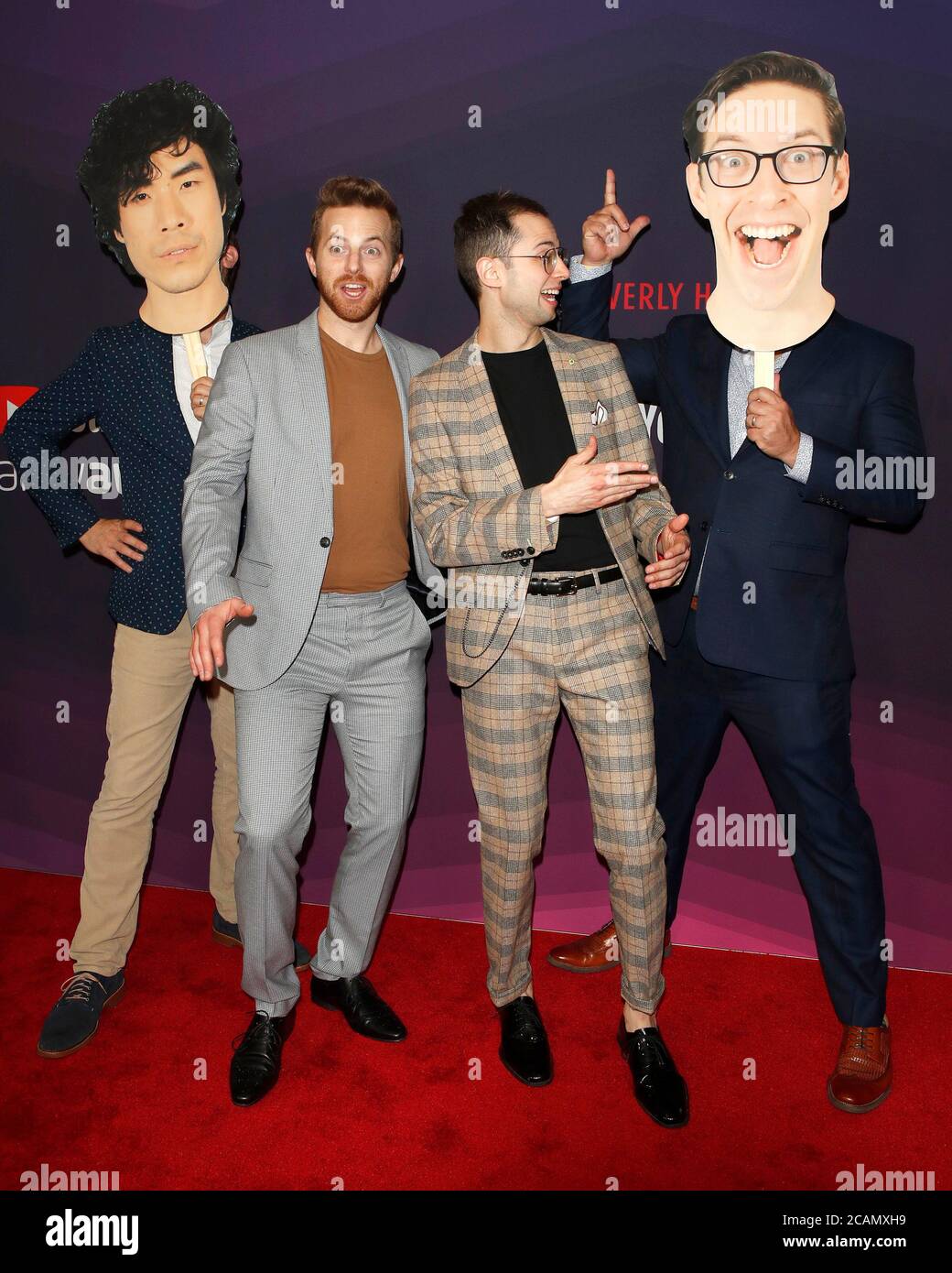 LOS ANGELES - DEC 13:  Eugene Lee Yang, Ned Fulmer, Zach Kornfeld, Keith Habersberger at the 9th Annual Streamy Awards at the Beverly Hilton Hotel on December 13, 2017 in Beverly Hills, CA Stock Photo