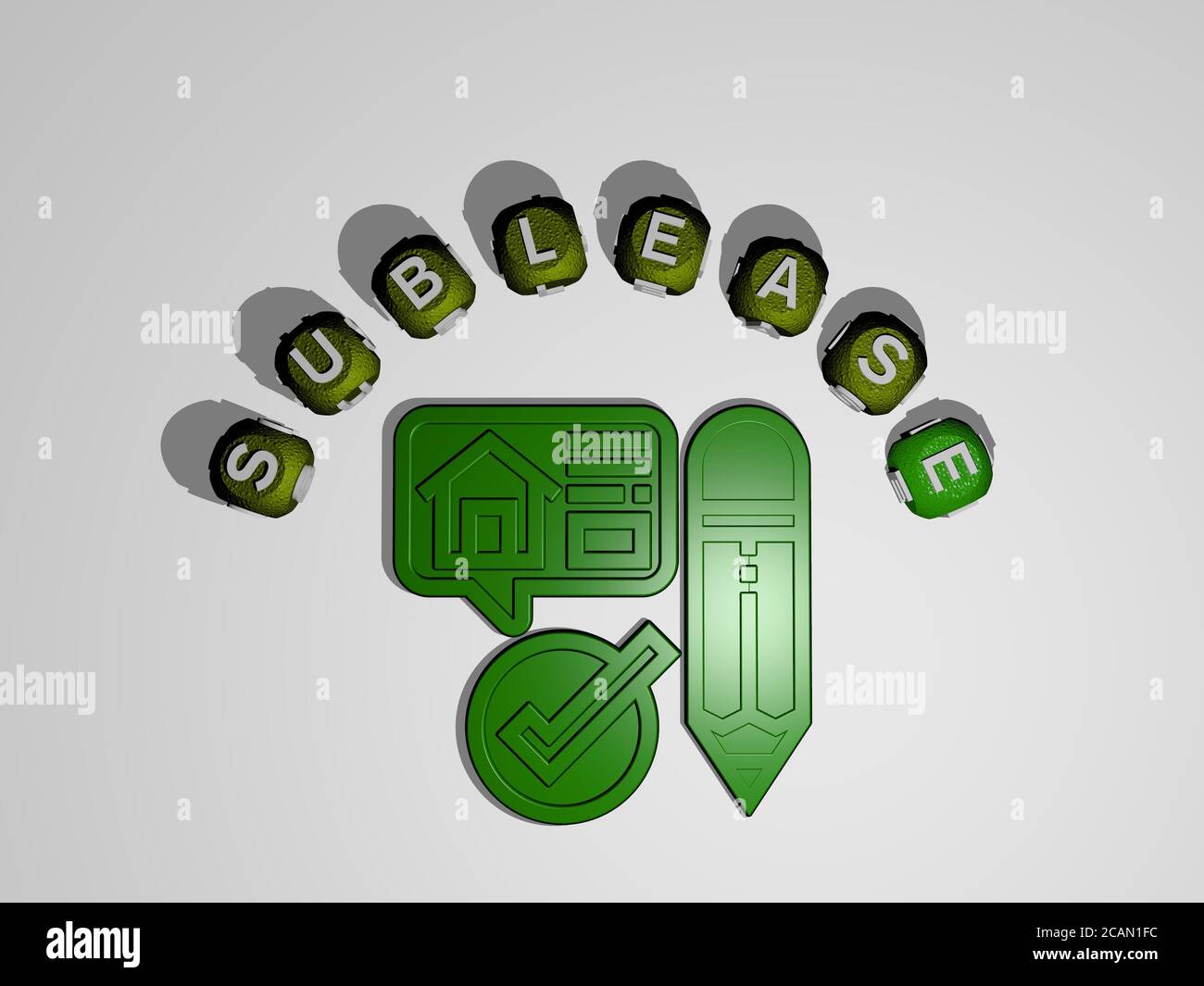 SUBLEASE icon surrounded by the text of individual letters - 3D ...