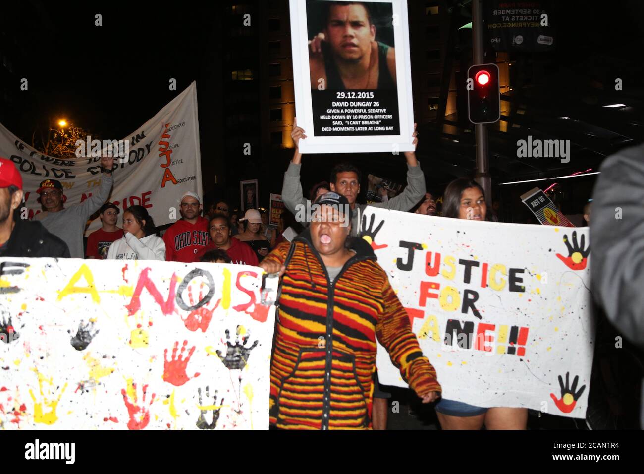 Tane Chatfield's mother Nioka Chatfield at a protest calling for an end to deaths in custody and for the closure of youth prisons. Stock Photo