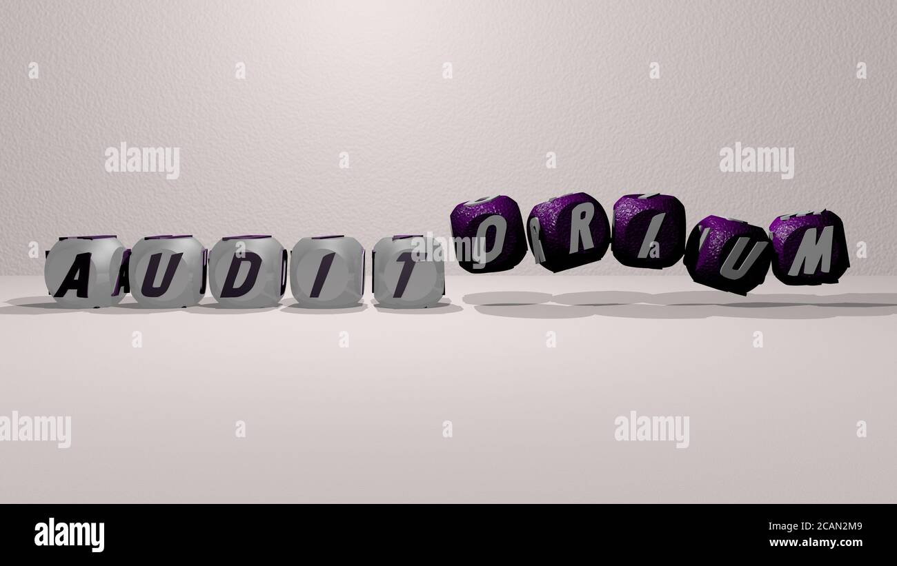 auditorium dancing cubic letters - 3D illustration for audience and ...