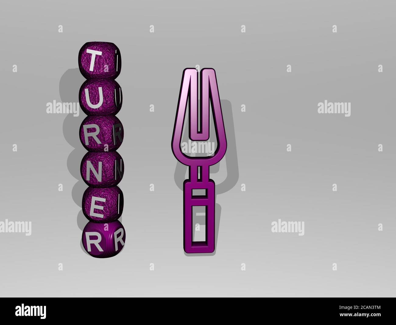 turner 3D icon and dice letter text. 3D illustration Stock Photo