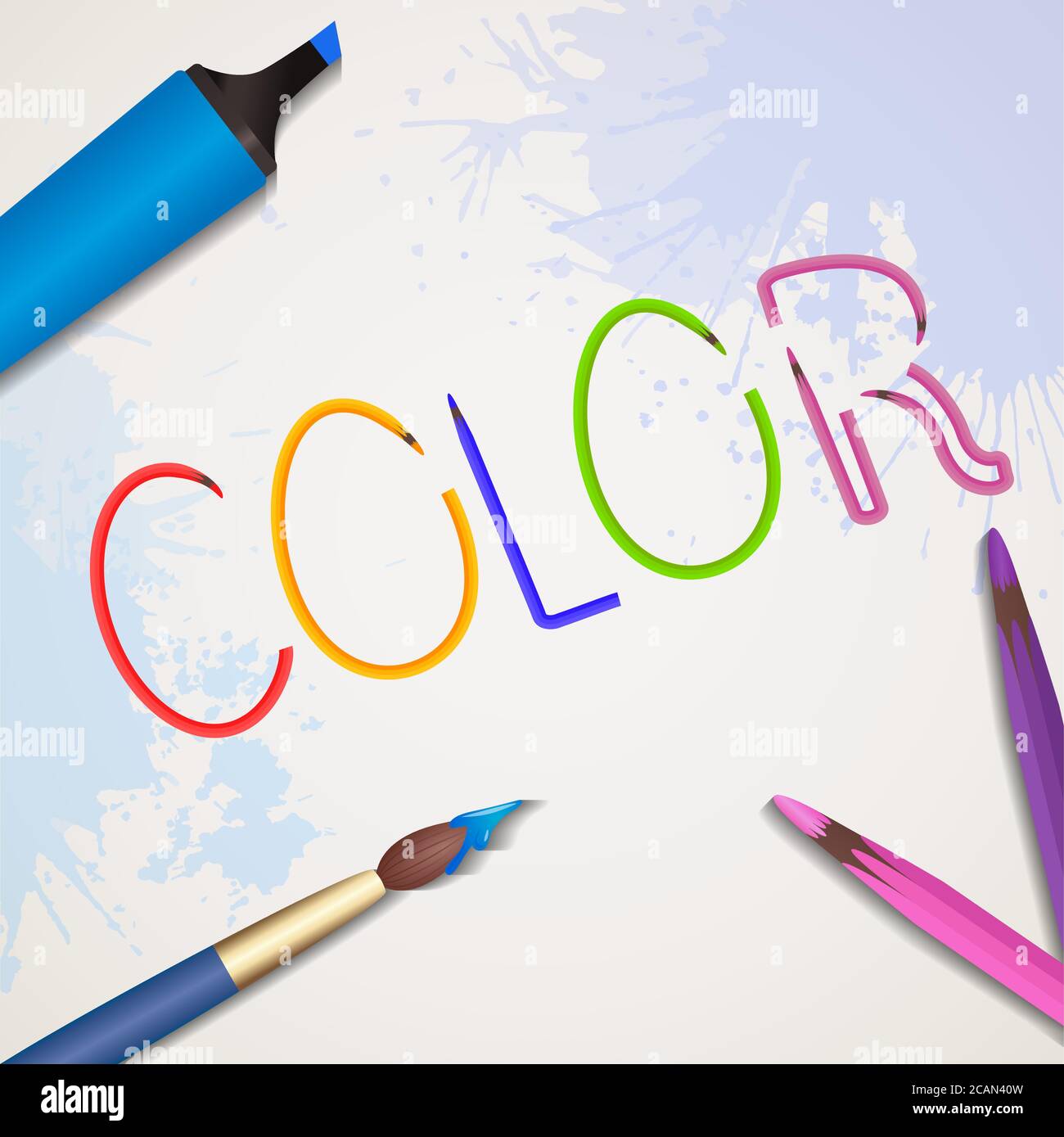 Vector illustration of letters from colored pencils and stationery ...