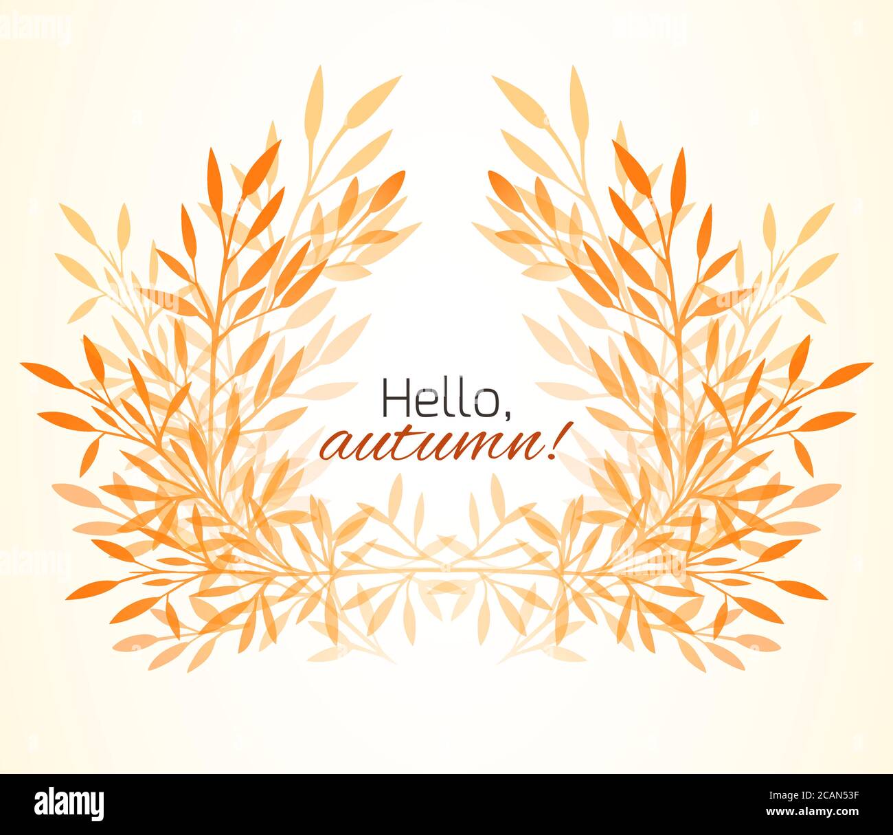 Frame of autumn leaves, plants and grass with space for text. Vector ...