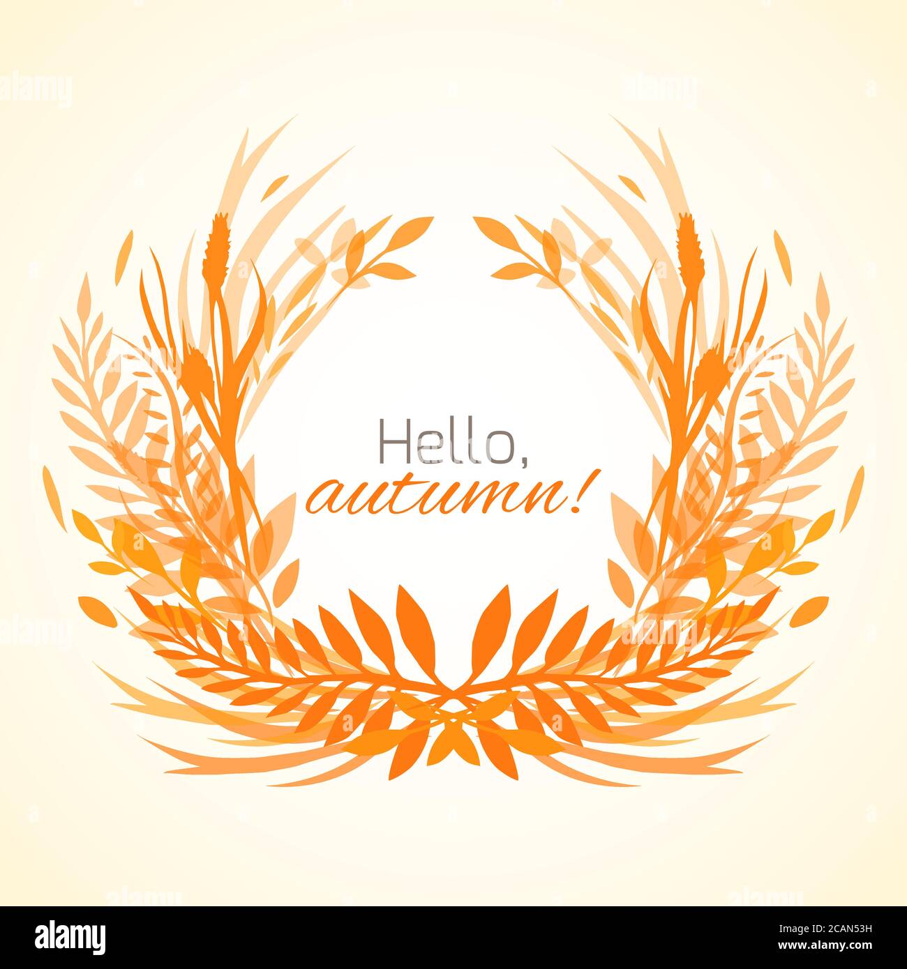 Frame of autumn leaves, plants and grass with space for text. Vector ...
