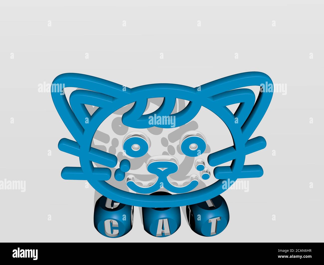 cat cubic letters with 3D icon on the top. 3D illustration. animal and ...