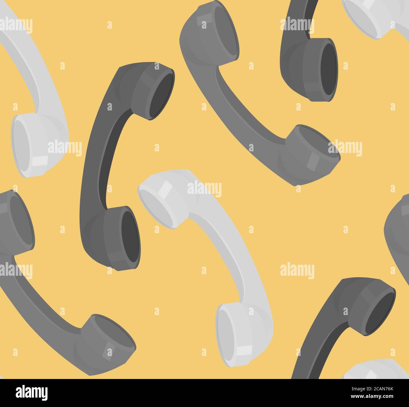 Seamless texture with old flat handsets. Vector background for your creativity Stock Vector