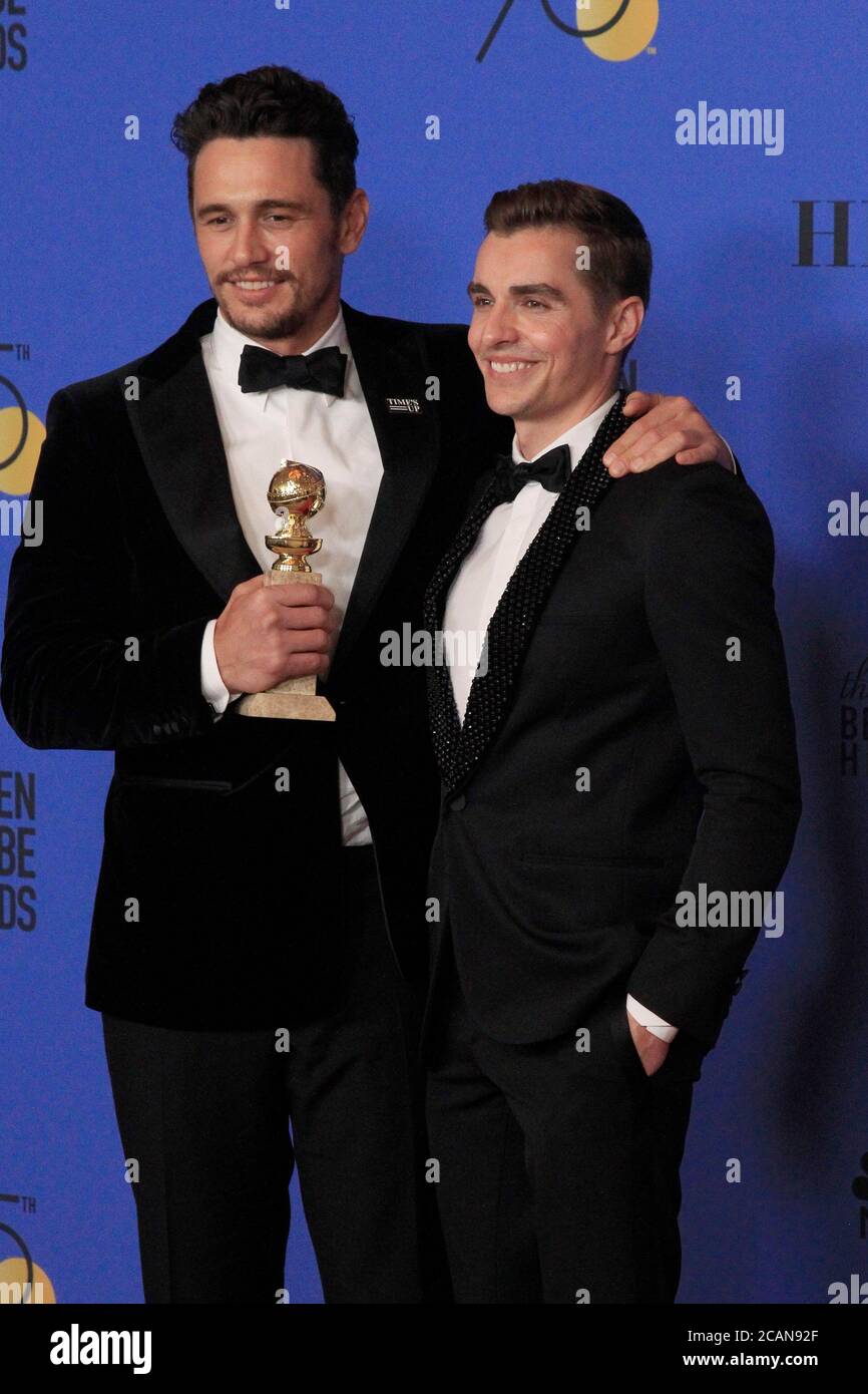 LOS ANGELES JAN 7 James Franco, Dave Franco at the 75th Golden