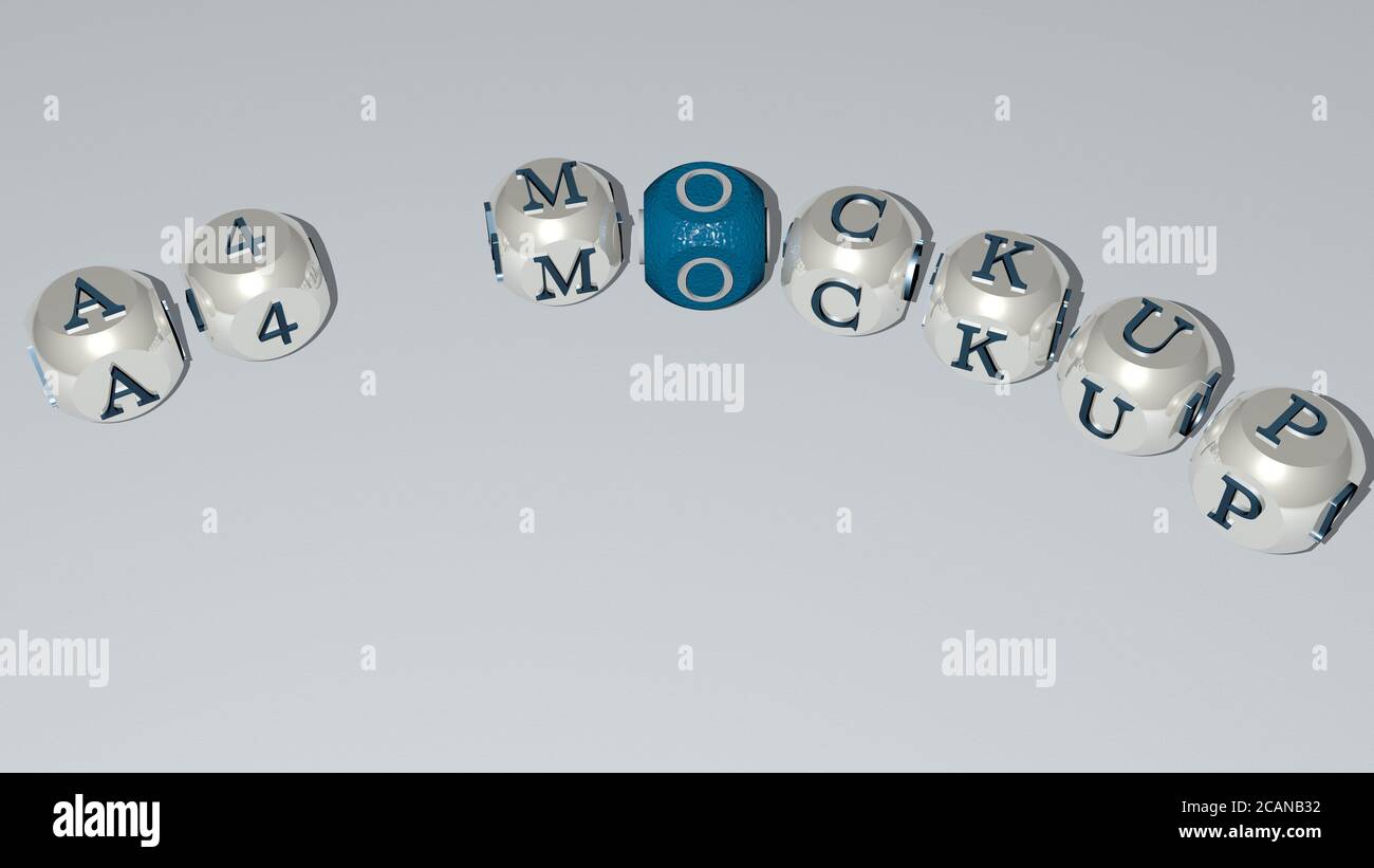 Download A4 Mockup Text Of Dice Letters With Curvature 3d Illustration Design And Brochure Stock Photo Alamy