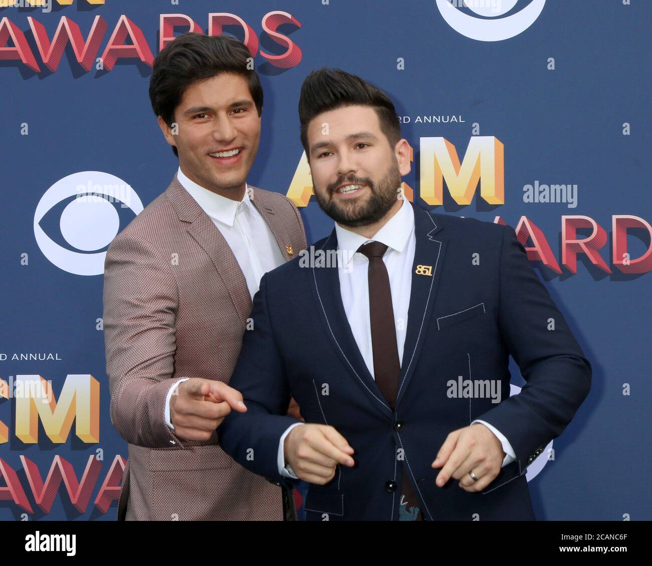 LAS VEGAS - APR 15:  Dan + Shay, Dan Smyers, Shay Mooney at the Academy of Country Music Awards 2018 at MGM Grand Garden Arena on April 15, 2018 in Las Vegas, NV Stock Photo