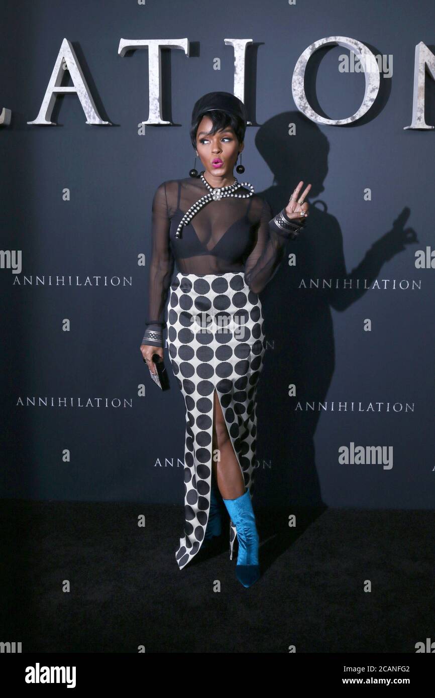 LOS ANGELES - FEB 13:  Janelle Monae at the 'Annihilation' Los Angeles Premiere at Village Theater on February 13, 2018 in Westwood, CA Stock Photo