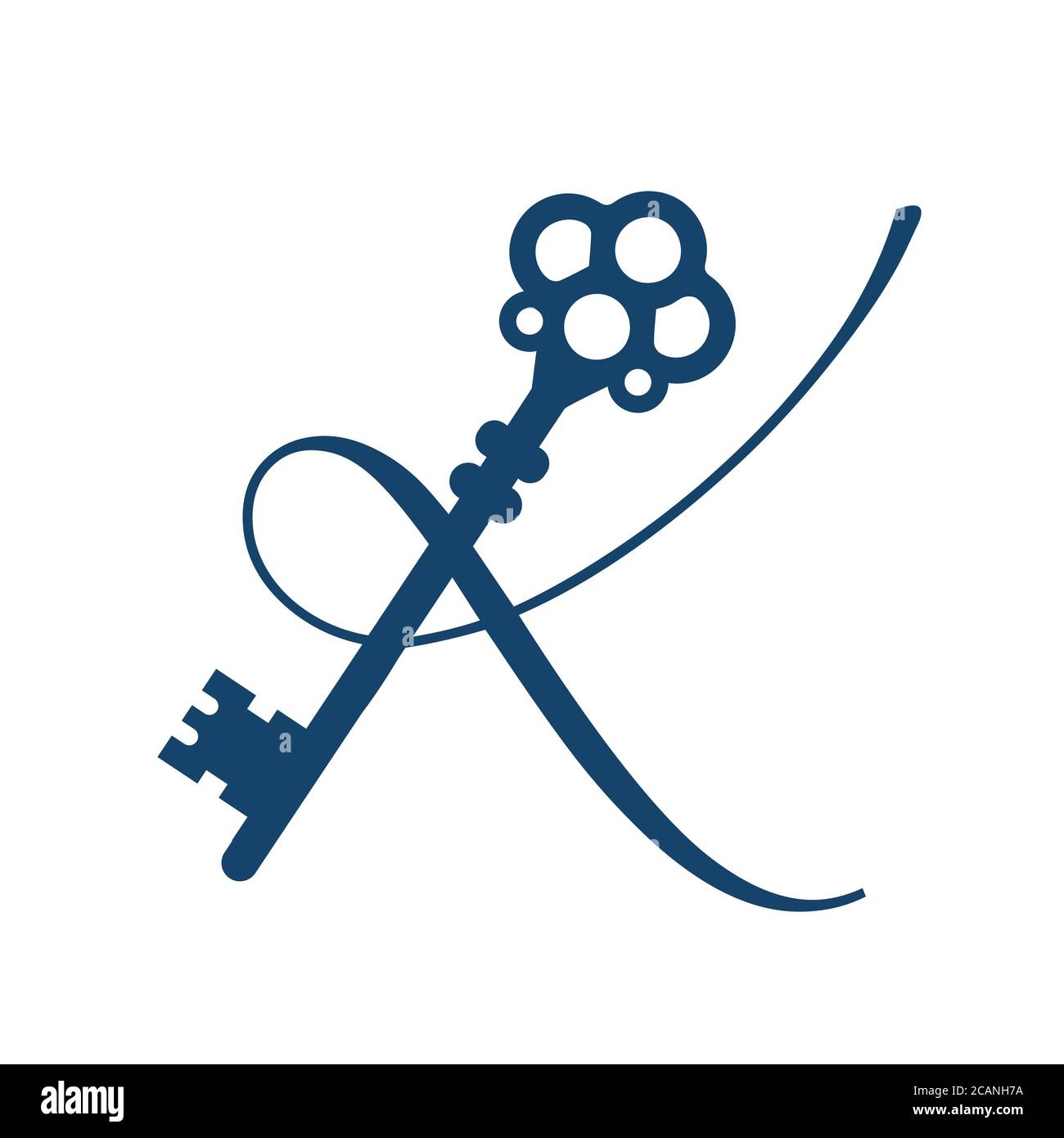 combination of letter K logo and key vector concept element icon and