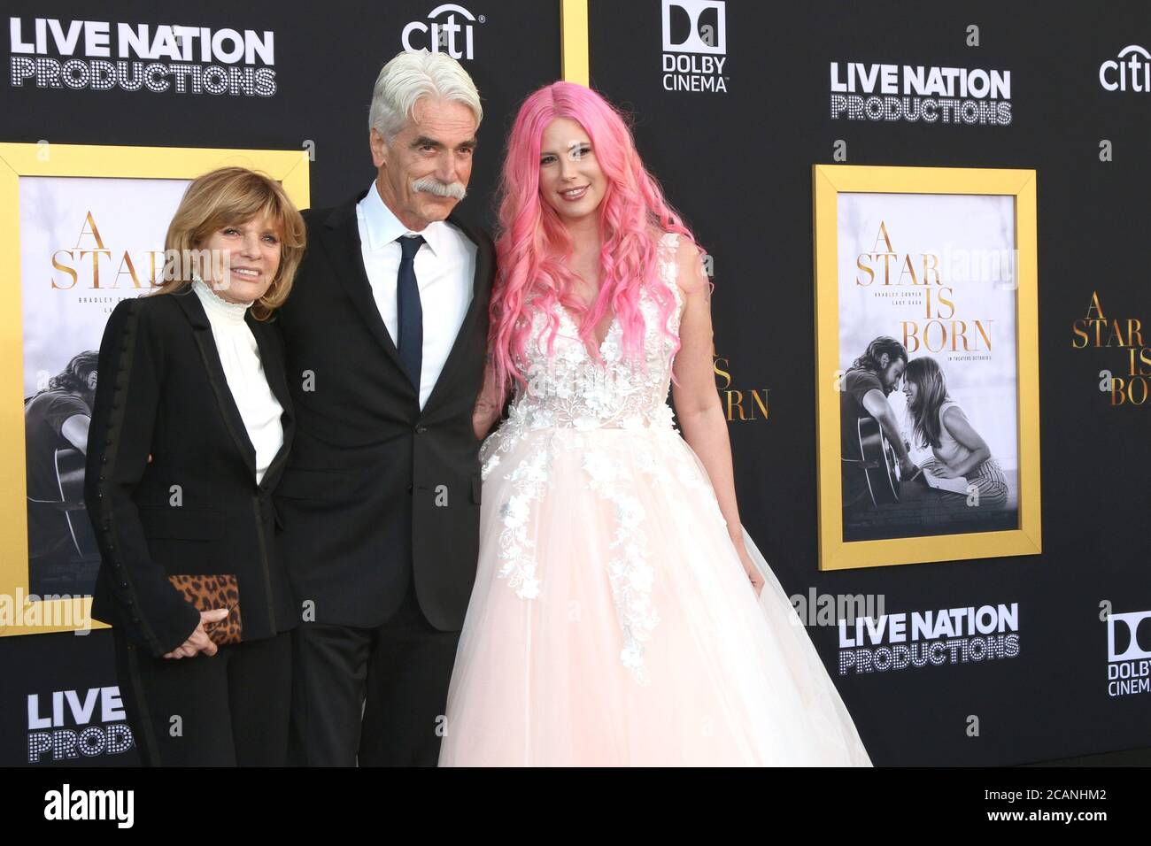 LOS ANGELES - SEP 24:  Katharine Ross, Sam Elliott Cleo Rose Elliott at the 'A Star is Born' LA Premiere at the Shrine Auditorium on September 24, 2018 in Los Angeles, CA Stock Photo