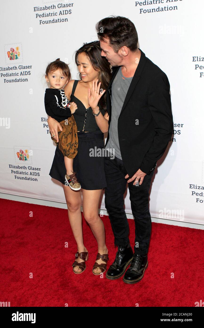 LOS ANGELES - OCT 28:  Wolf Rhys Meyers, Mara Lane, Jonathan Rhys Meyers at the 'A Time For Heroes' Family Festival at the Smashbox Studios on October 28, 2018 in Culver City, CA Stock Photo